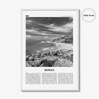 Bowen Print Black and White, Bowen Wall Art, Bowen Poster, Bowen Photo, Bowen Wall Décor, Bowen Map, Australia