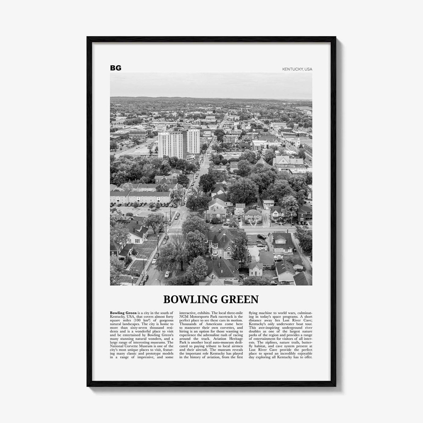 Bowling Green Print Black and White Kentucky, Bowling Green Wall Art, Bowling Green Poster, Bowling Green Photo, Bowling Green Map, USA