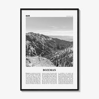 Bozeman Print Black and White, Bozeman Wall Art, Bozeman Poster, Bozeman Photo, Bozeman Map, Montana, USA, United States