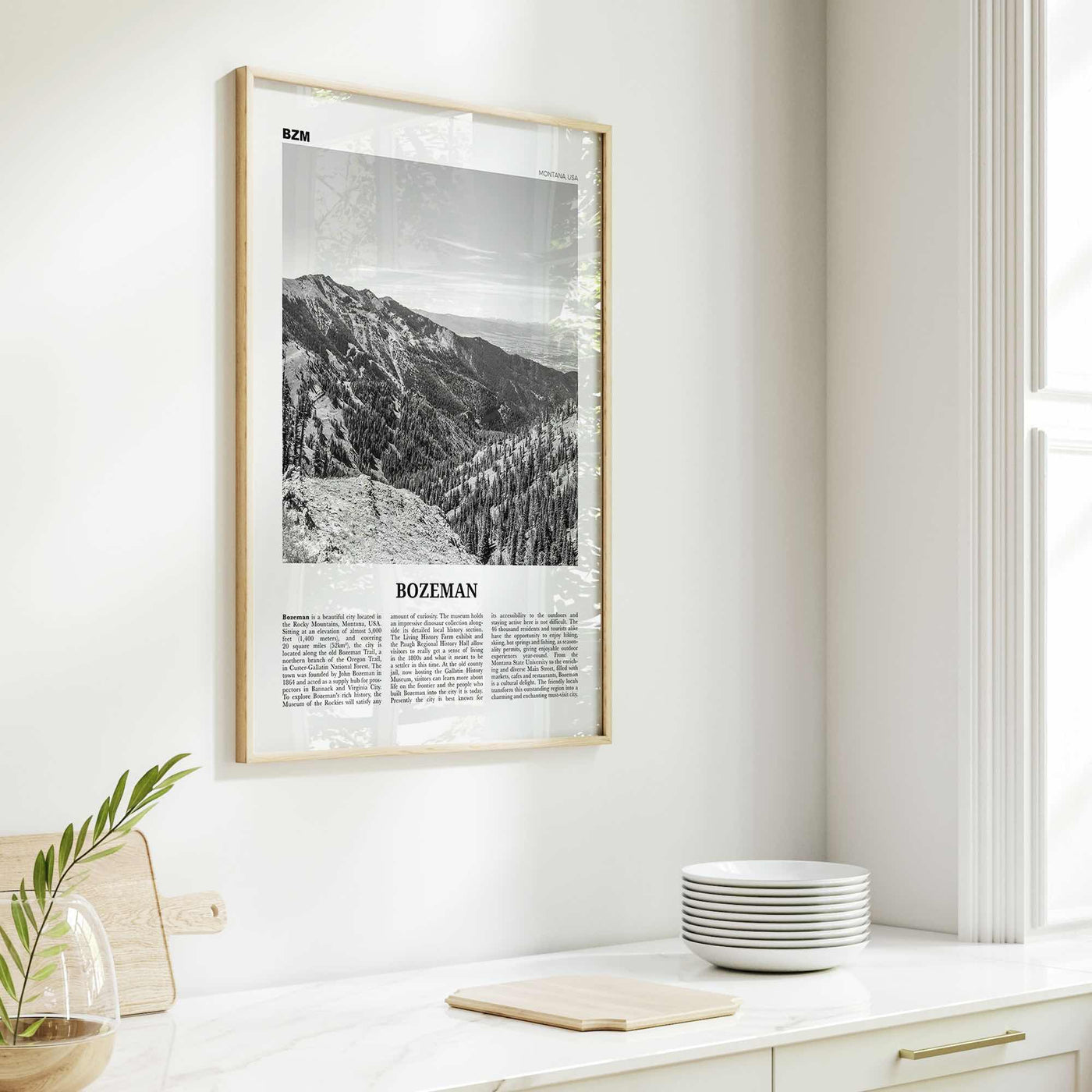 Bozeman Print Black and White, Bozeman Wall Art, Bozeman Poster, Bozeman Photo, Bozeman Map, Montana, USA, United States