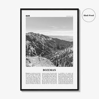 Bozeman Print Black and White, Bozeman Wall Art, Bozeman Poster, Bozeman Photo, Bozeman Map, Montana, USA, United States