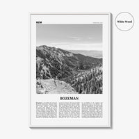 Bozeman Print Black and White, Bozeman Wall Art, Bozeman Poster, Bozeman Photo, Bozeman Map, Montana, USA, United States