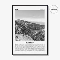 Bozeman Print Black and White, Bozeman Wall Art, Bozeman Poster, Bozeman Photo, Bozeman Map, Montana, USA, United States