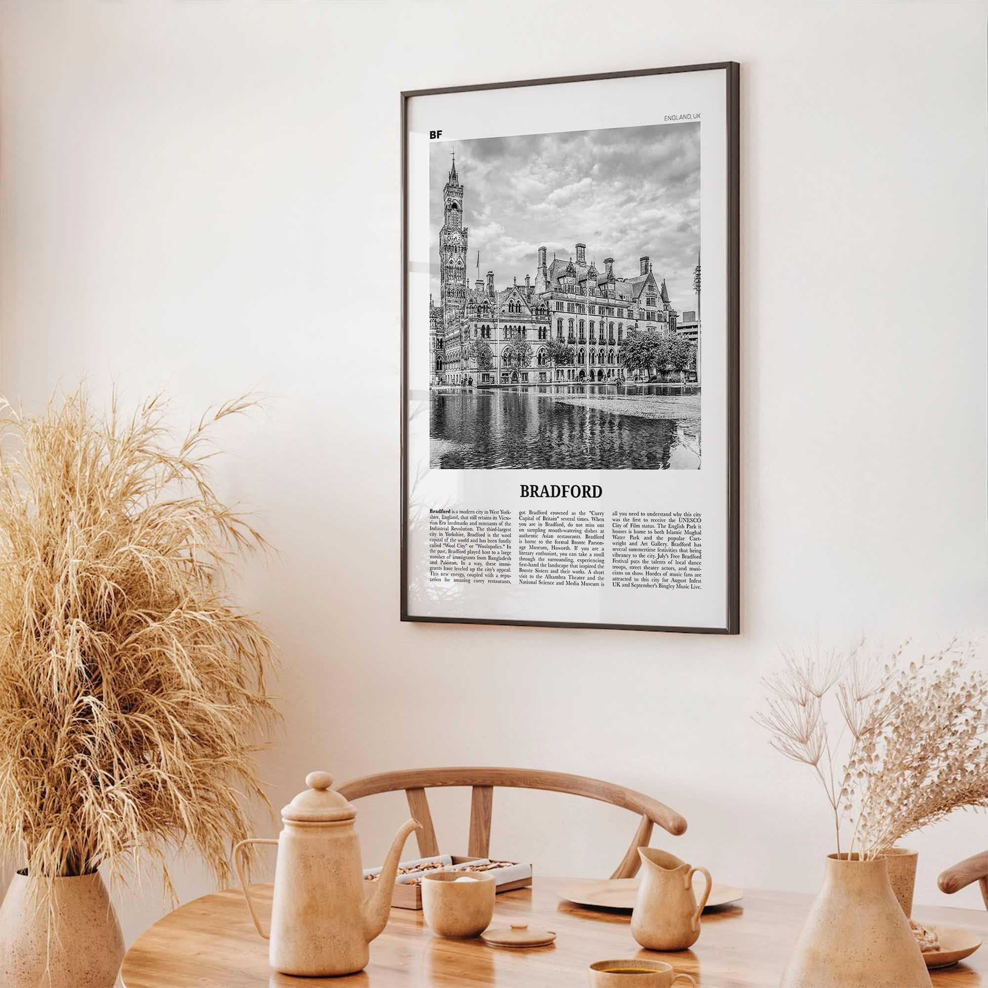 Bradford Print Black and White, Bradford Wall Art, Bradford Poster, Bradford Photo, Bradford Wall Décor, England, UK, United Kingdom