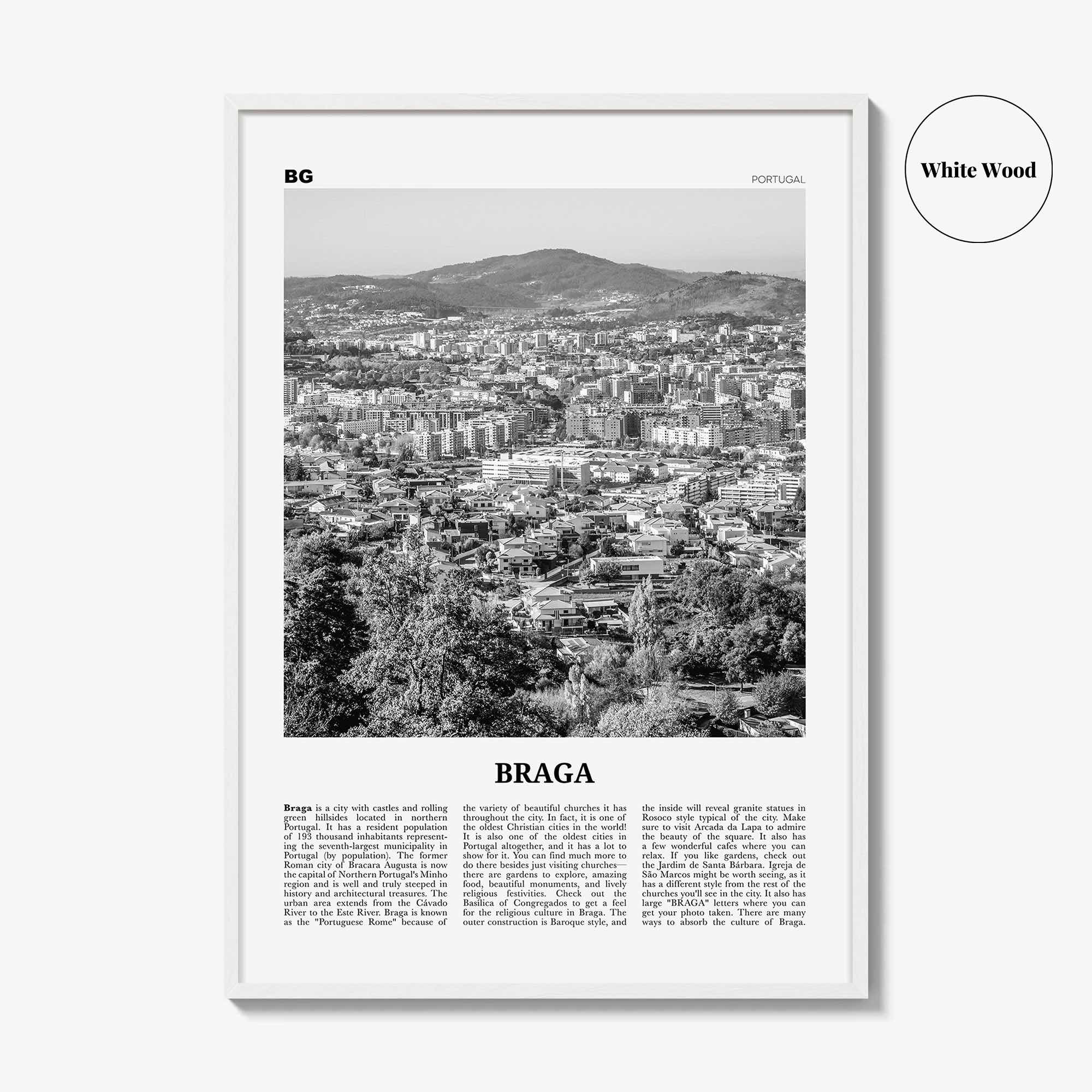 Braga Print Black and White, Braga Wall Art, Braga Poster, Braga Photo, Braga Wall Décor, Travel Poster Print, Portugal, Norte, Portuguesa