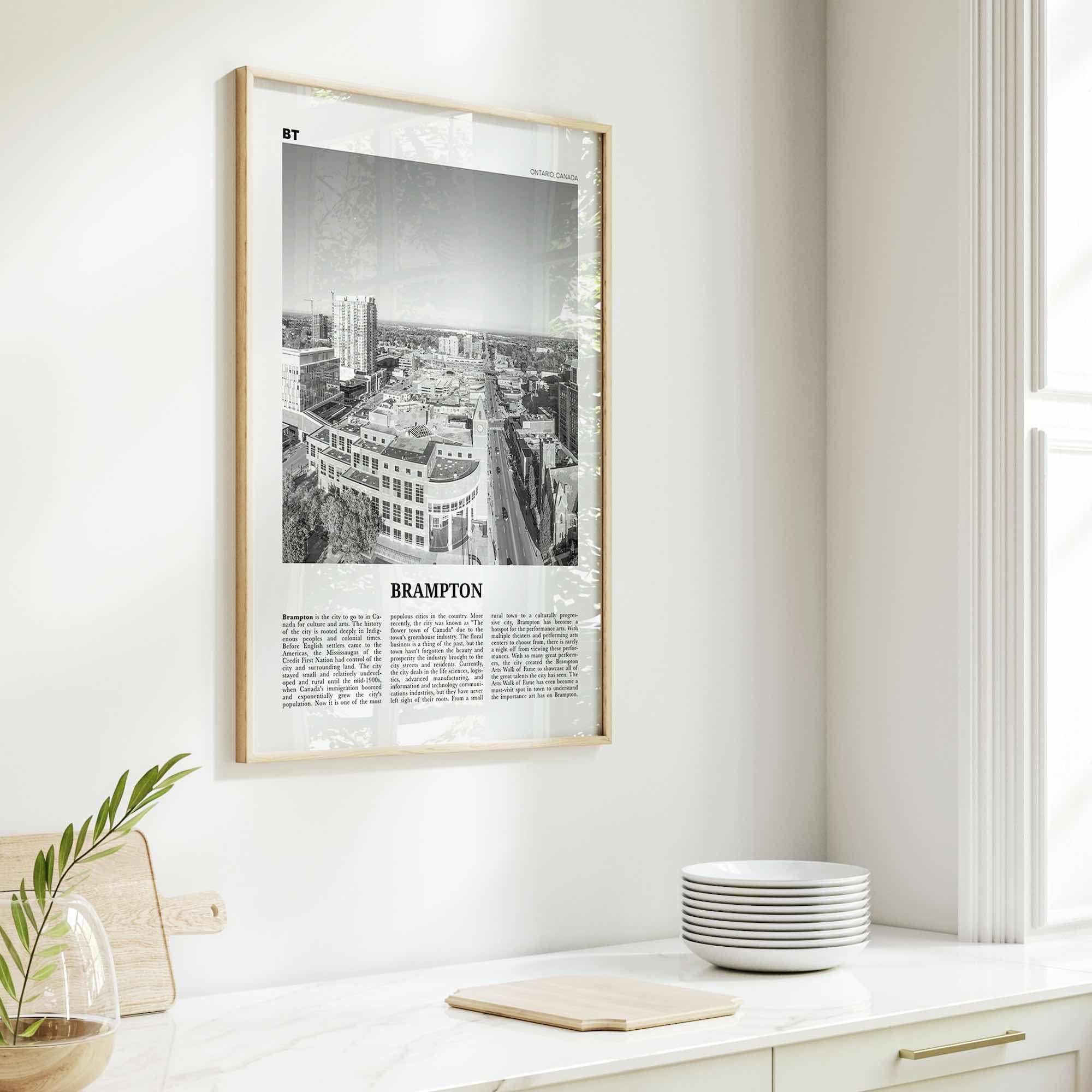 Brampton Print Black and White, Brampton Wall Art, Brampton Poster, Brampton Photo, Brampton Wall Décor, Brampton Map, Ontario, Canada
