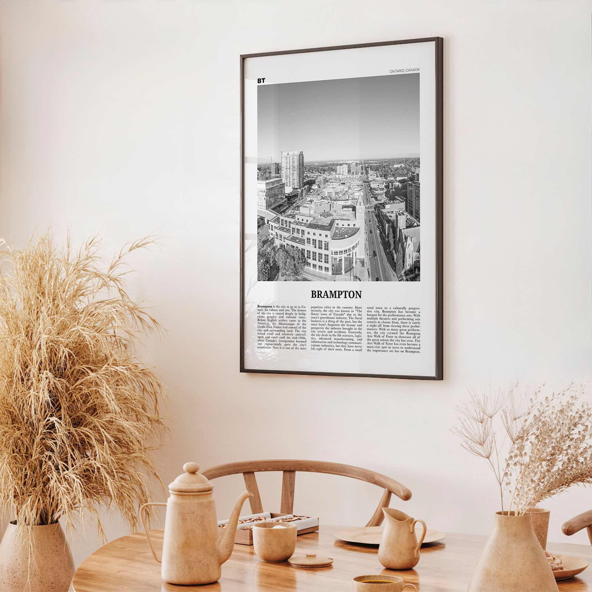 Brampton Print Black and White, Brampton Wall Art, Brampton Poster, Brampton Photo, Brampton Wall Décor, Brampton Map, Ontario, Canada