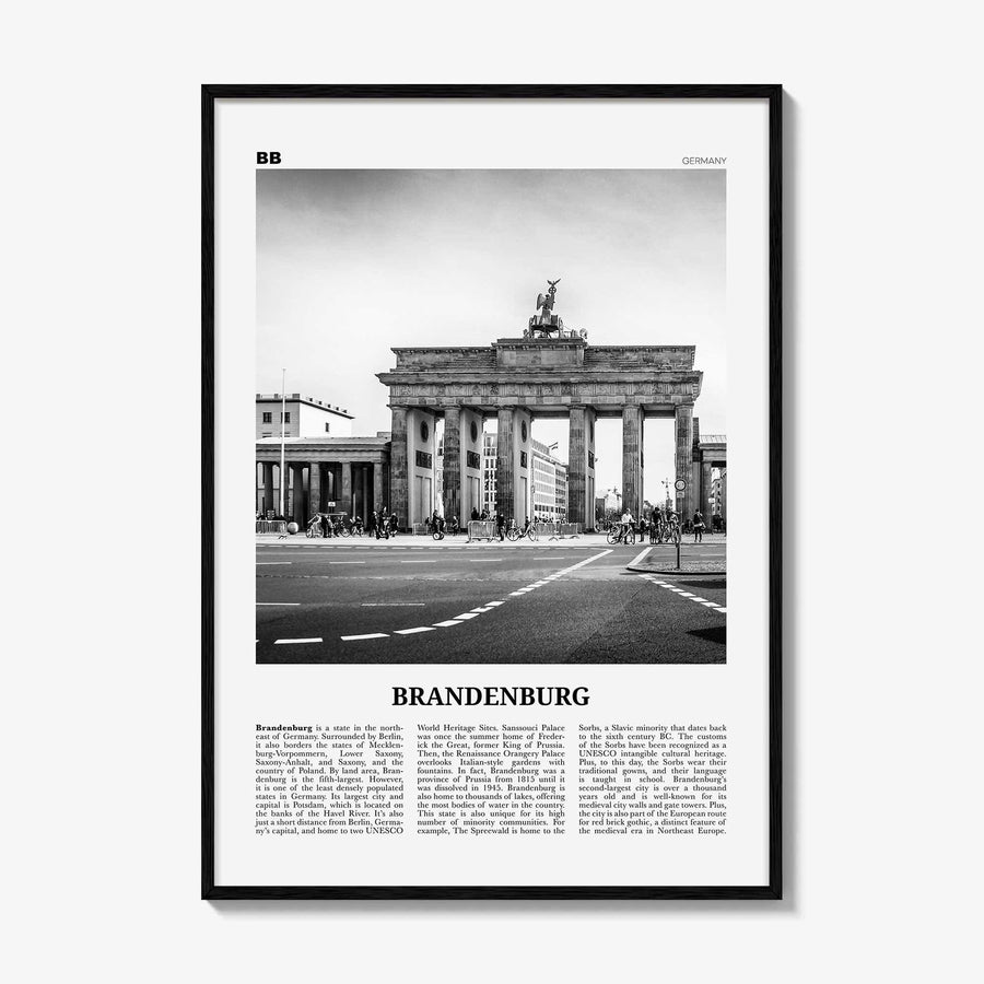 Brandenburg Print Black and White, Brandenburg Wall Art, Brandenburg Poster, Brandenburg Photo, Brandenburg Wall Décor, Brandenburg Map