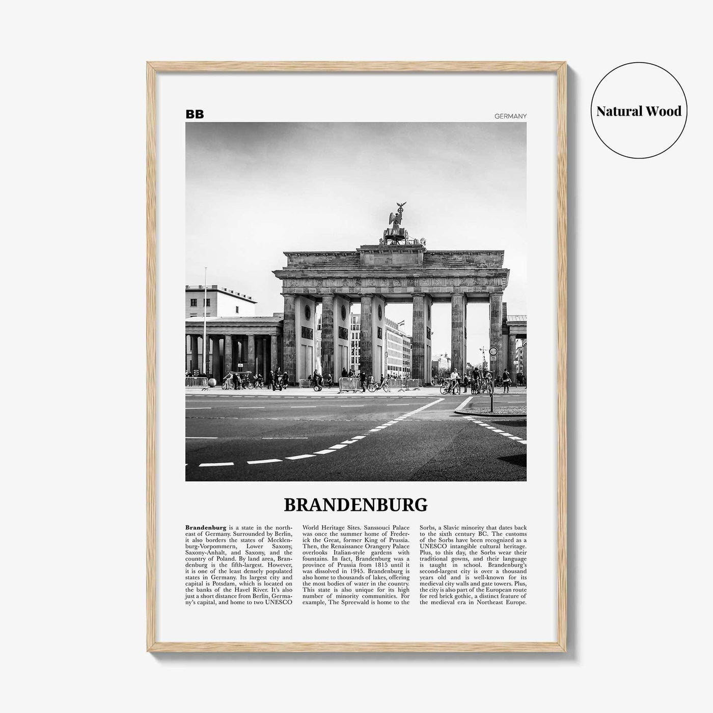 Brandenburg Print Black and White, Brandenburg Wall Art, Brandenburg Poster, Brandenburg Photo, Brandenburg Wall Décor, Brandenburg Map