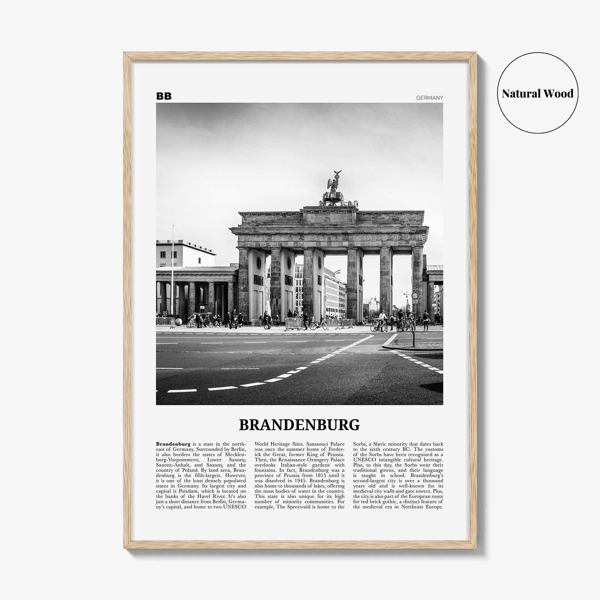 Brandenburg Print Black and White, Brandenburg Wall Art, Brandenburg Poster, Brandenburg Photo, Brandenburg Wall Décor, Brandenburg Map
