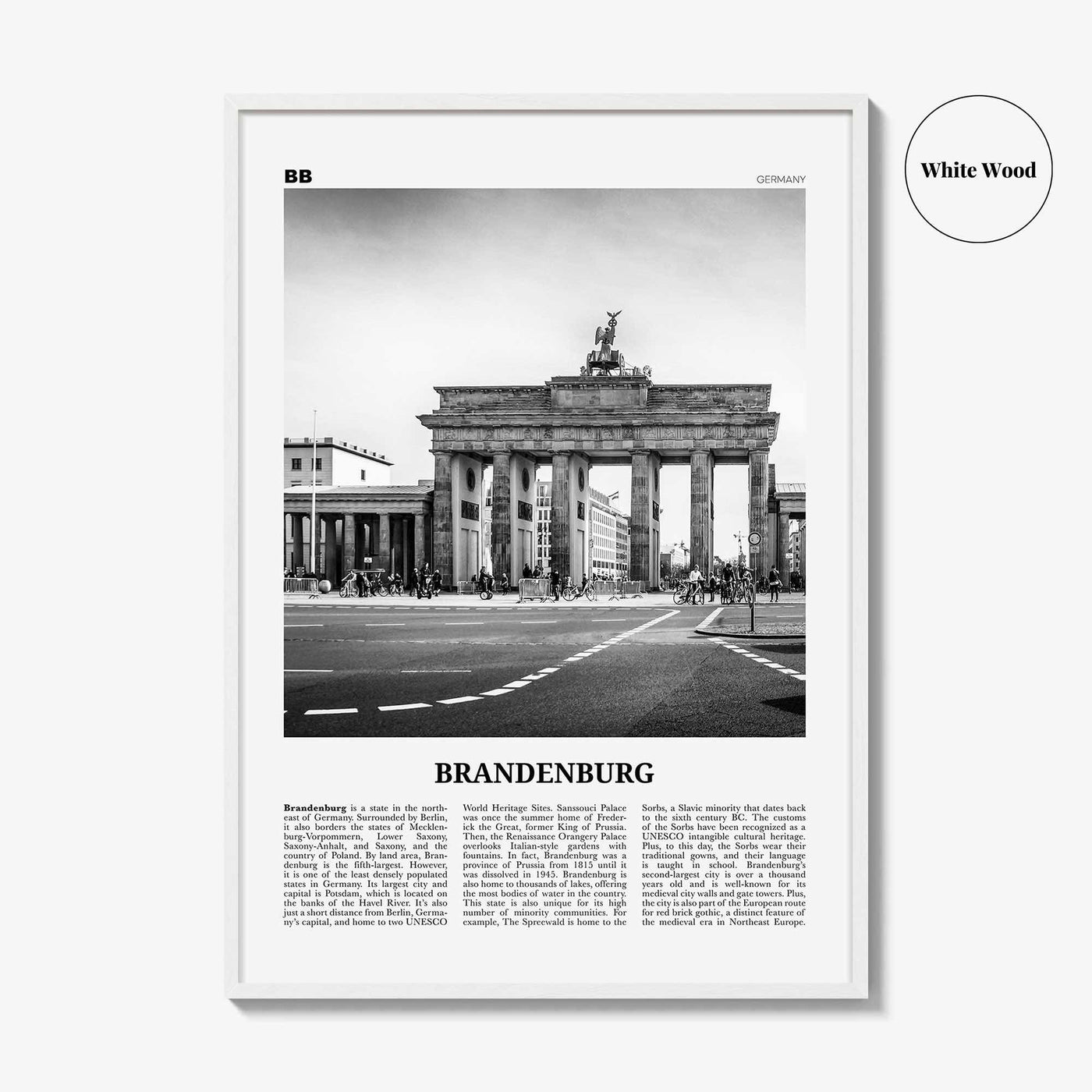 Brandenburg Print Black and White, Brandenburg Wall Art, Brandenburg Poster, Brandenburg Photo, Brandenburg Wall Décor, Brandenburg Map