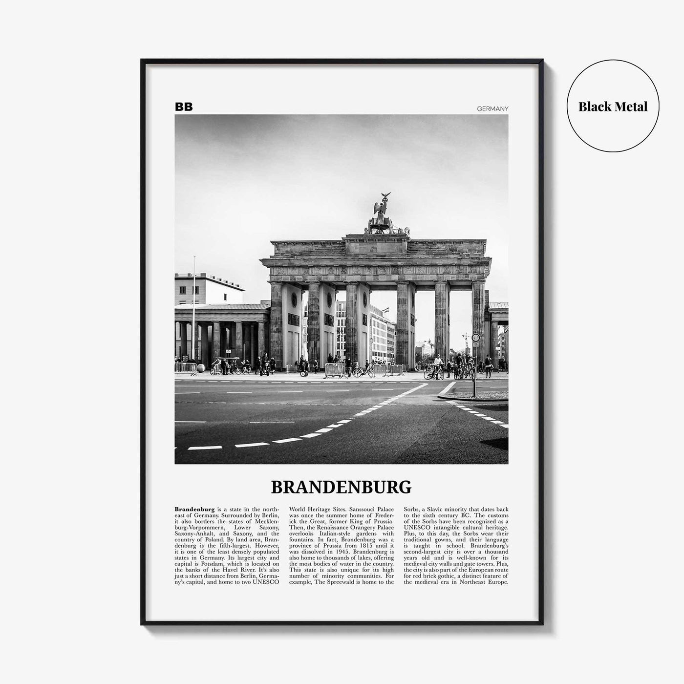 Brandenburg Print Black and White, Brandenburg Wall Art, Brandenburg Poster, Brandenburg Photo, Brandenburg Wall Décor, Brandenburg Map