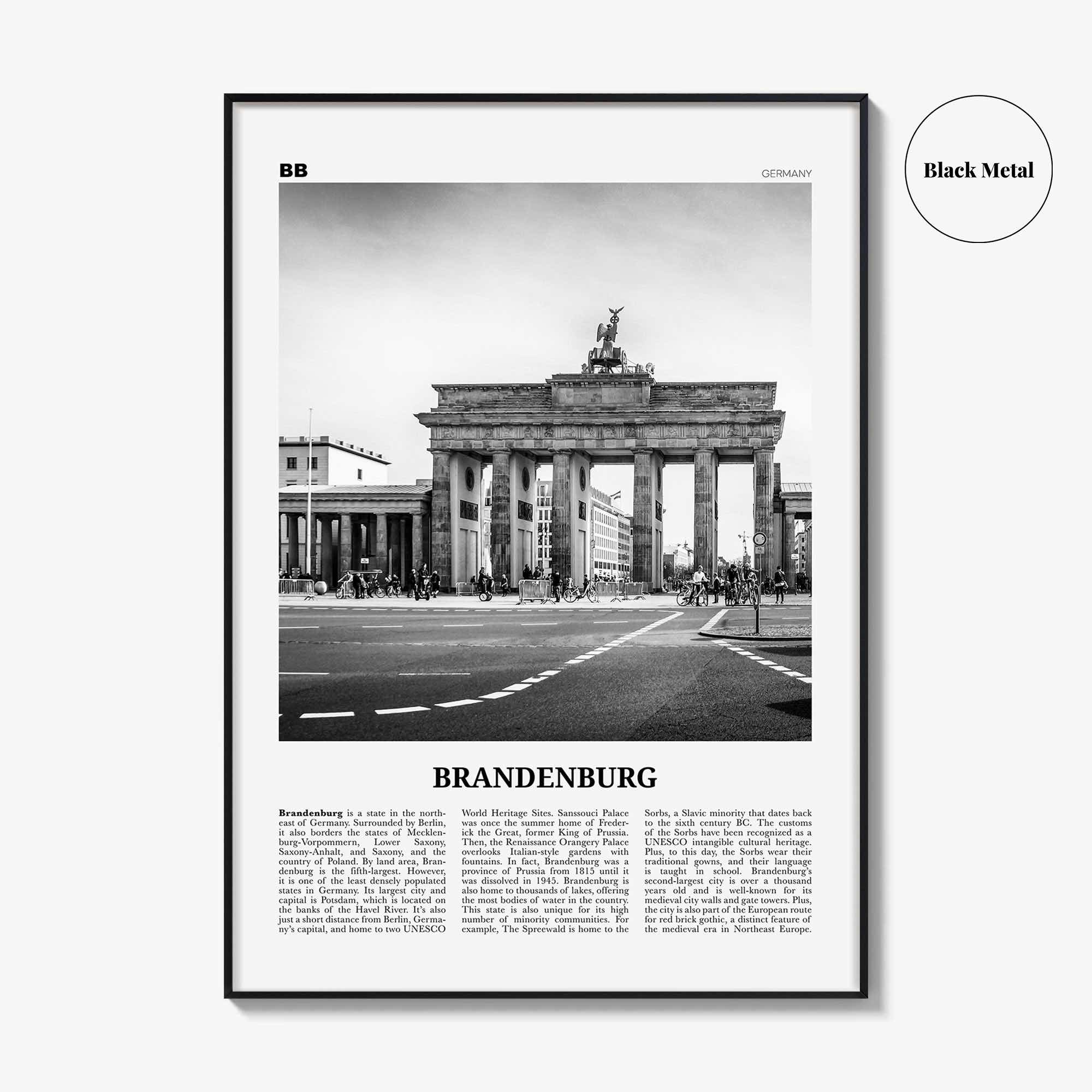 Brandenburg Print Black and White, Brandenburg Wall Art, Brandenburg Poster, Brandenburg Photo, Brandenburg Wall Décor, Brandenburg Map