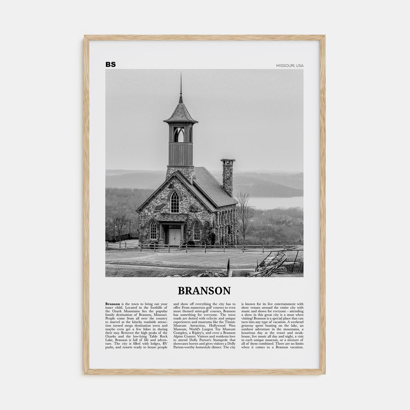Branson Travel B&W Poster