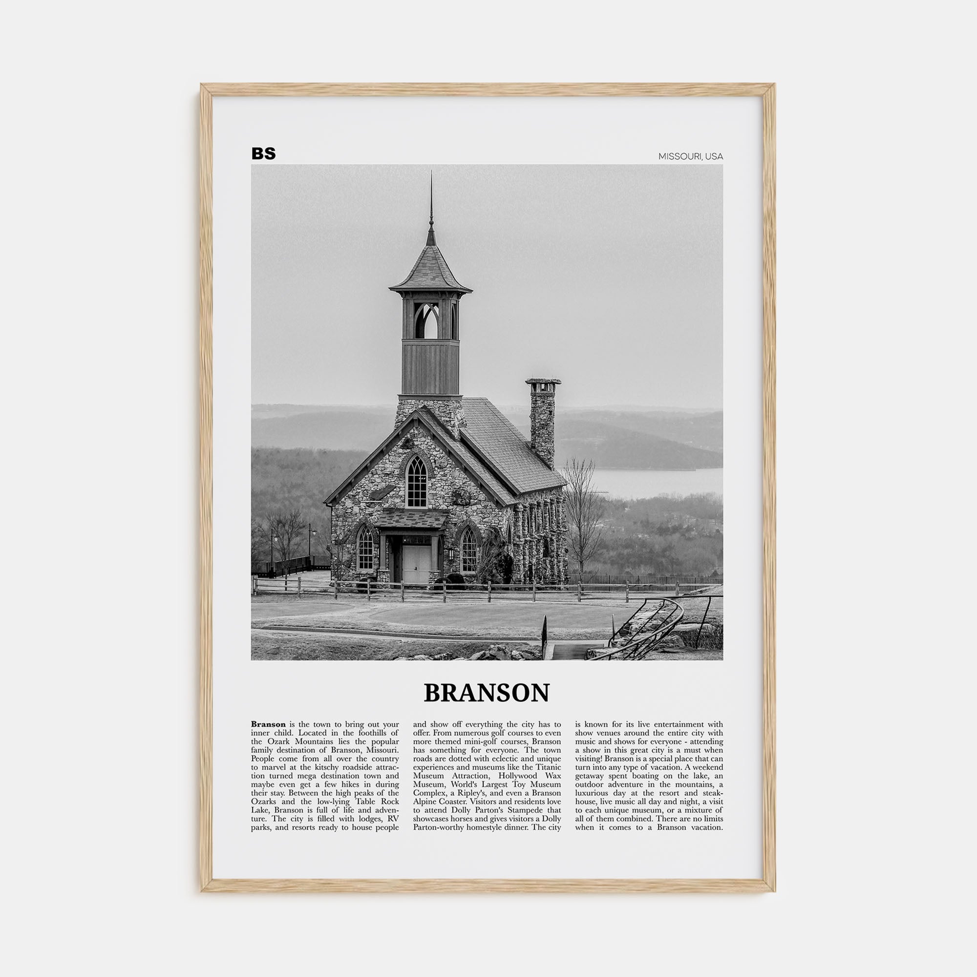 Branson Travel B&W Poster