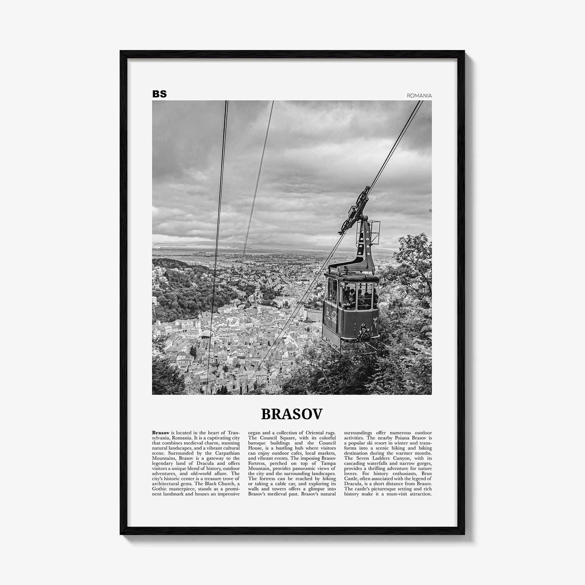 Brasov Print Black and White, Brasov Wall Art, Brasov Poster, Brasov Photo, Brasov Wall Décor, Brasov Map, Romania