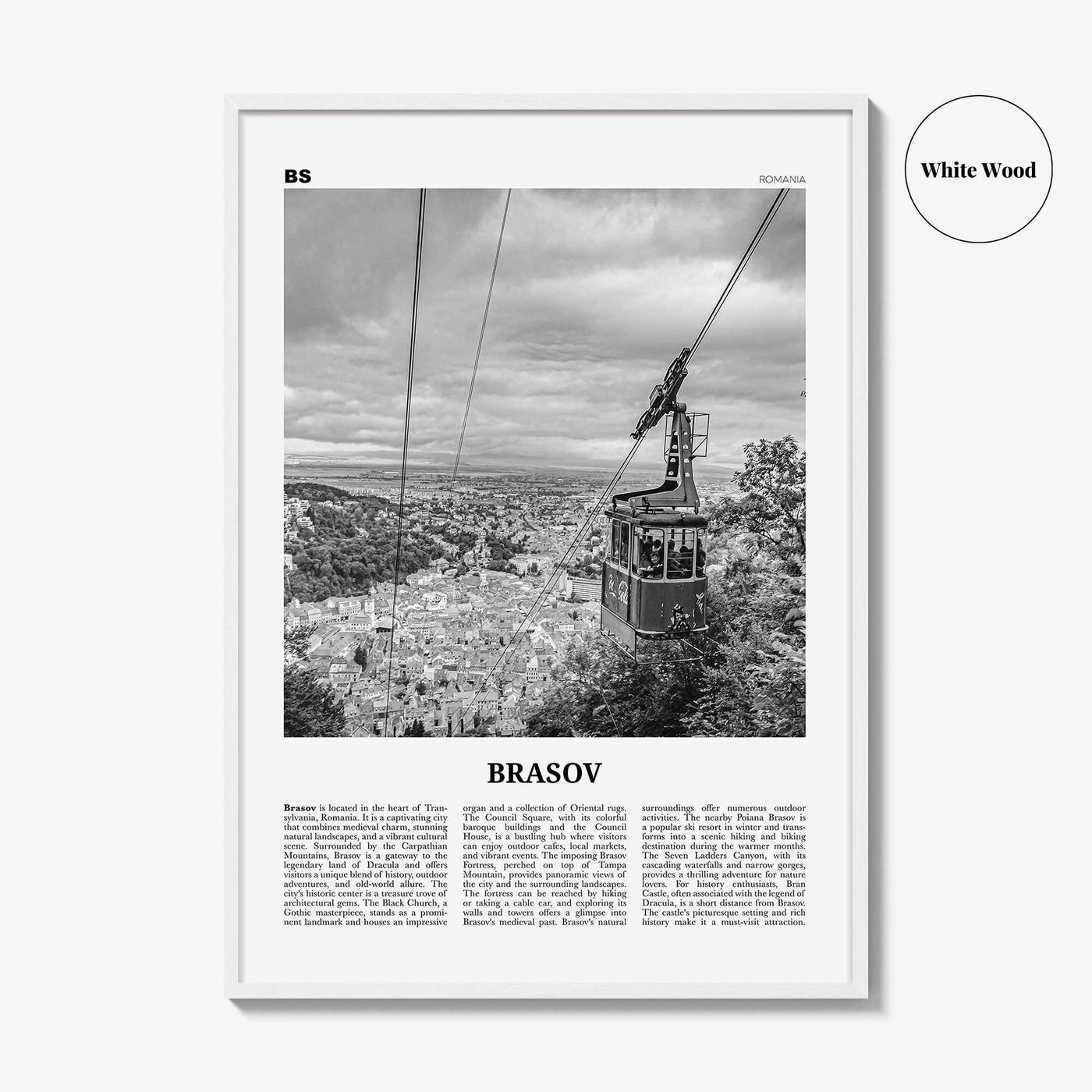 Brasov Print Black and White, Brasov Wall Art, Brasov Poster, Brasov Photo, Brasov Wall Décor, Brasov Map, Romania