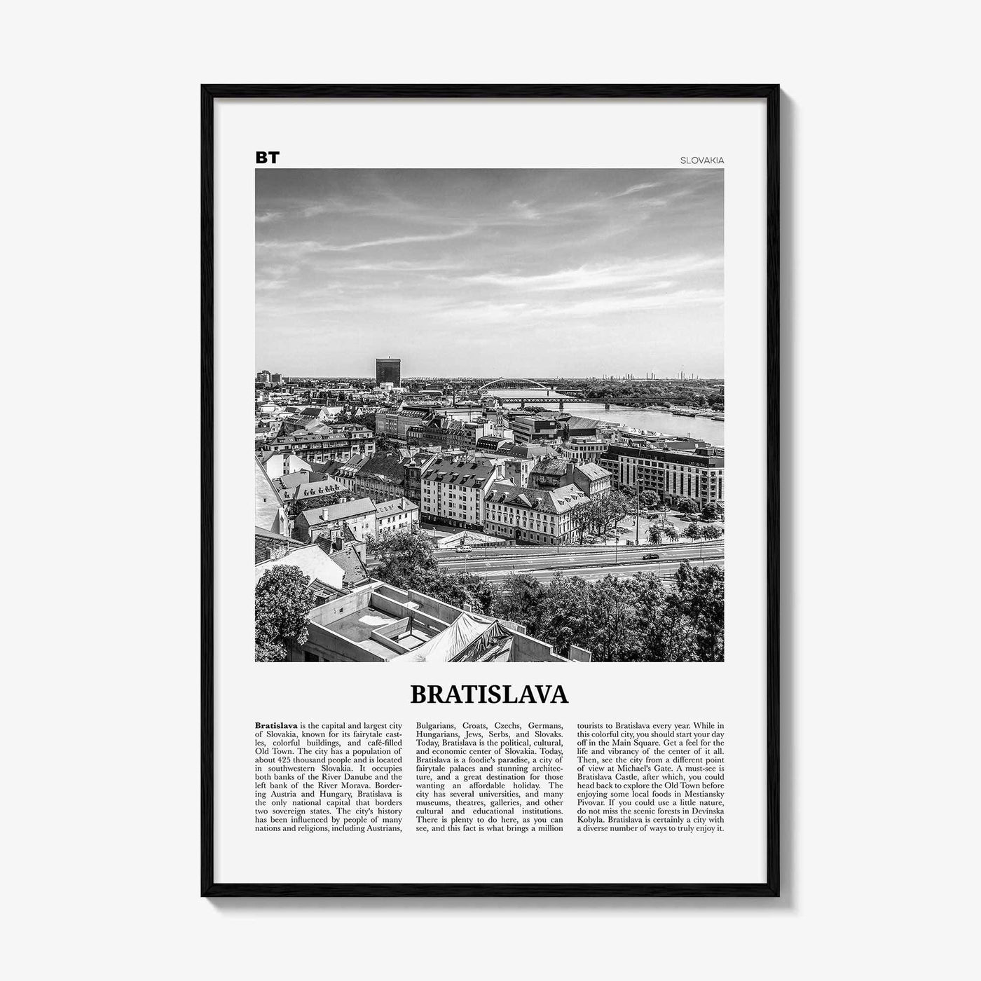 Bratislava Print Black and White, Bratislava Wall Art, Bratislava Poster, Bratislava Photo, Bratislava Wall Décor, Slovakia, Pressburg