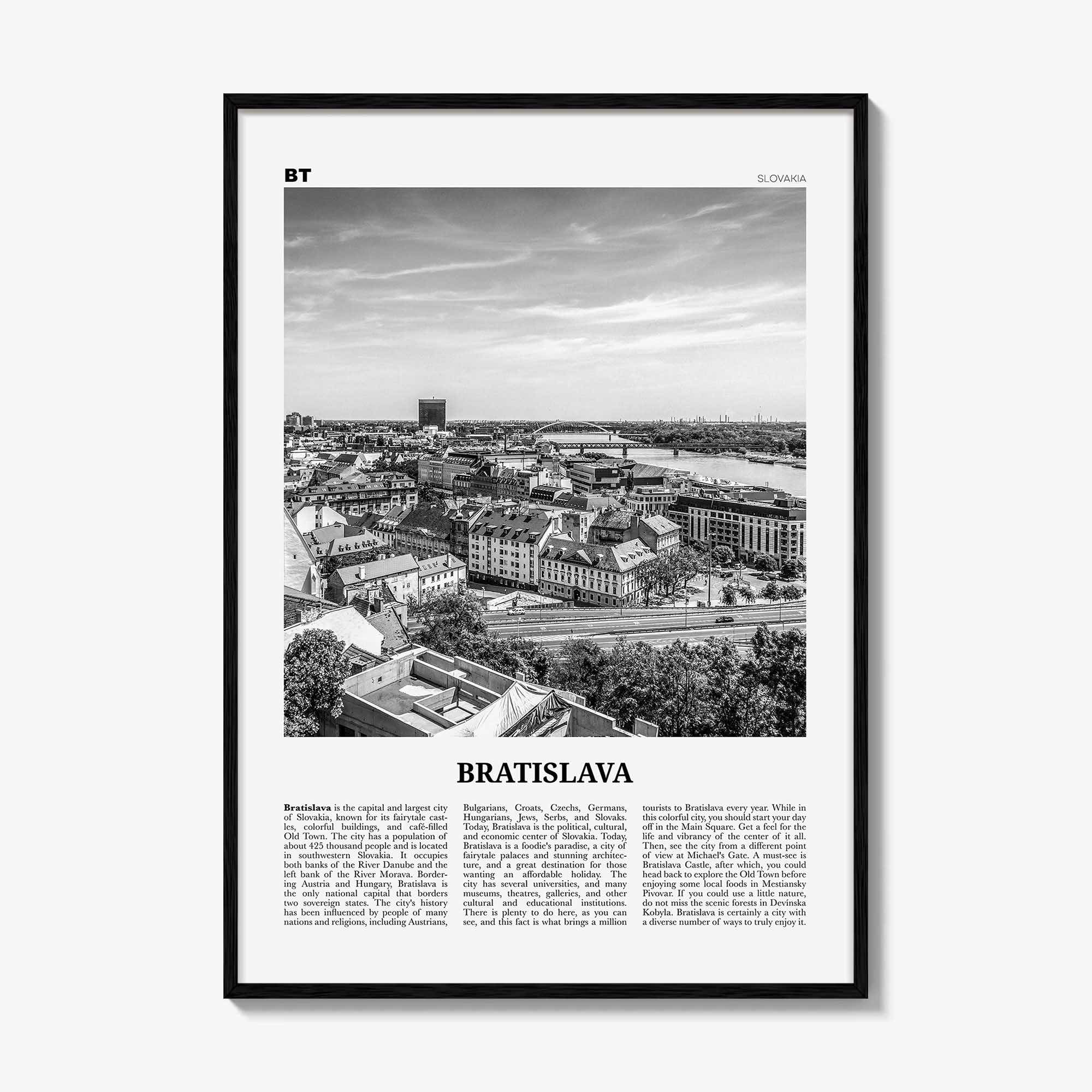Bratislava Print Black and White, Bratislava Wall Art, Bratislava Poster, Bratislava Photo, Bratislava Wall Décor, Slovakia, Pressburg