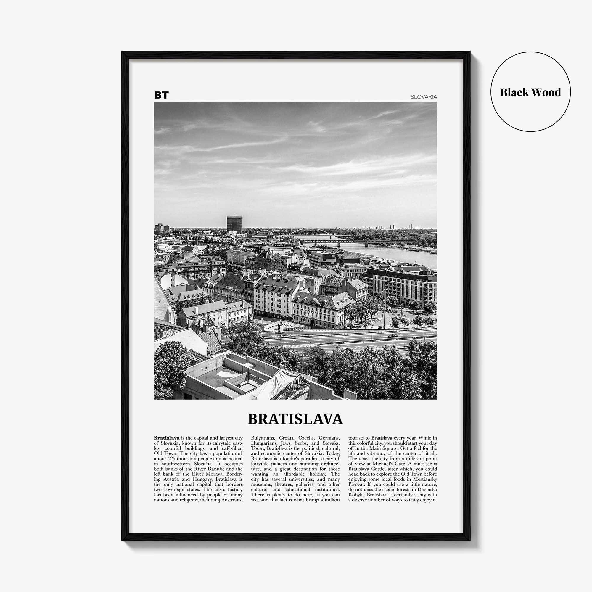 Bratislava Print Black and White, Bratislava Wall Art, Bratislava Poster, Bratislava Photo, Bratislava Wall Décor, Slovakia, Pressburg