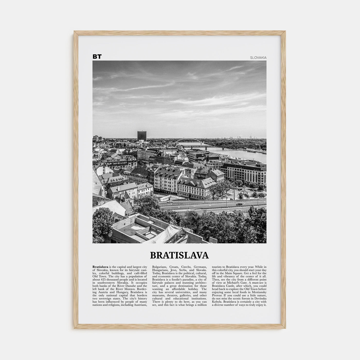Bratislava Travel B&W Poster