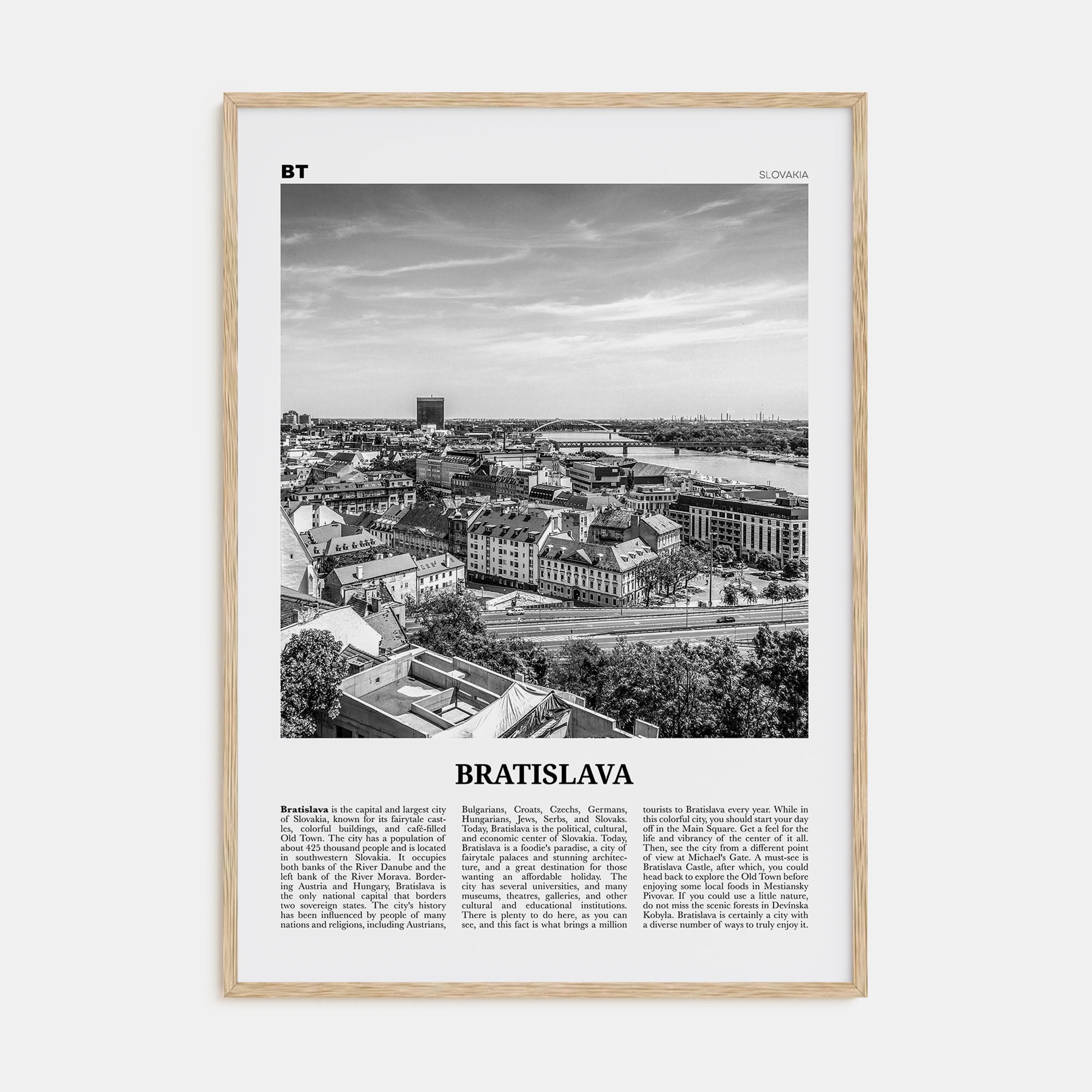 Bratislava Travel B&W Poster