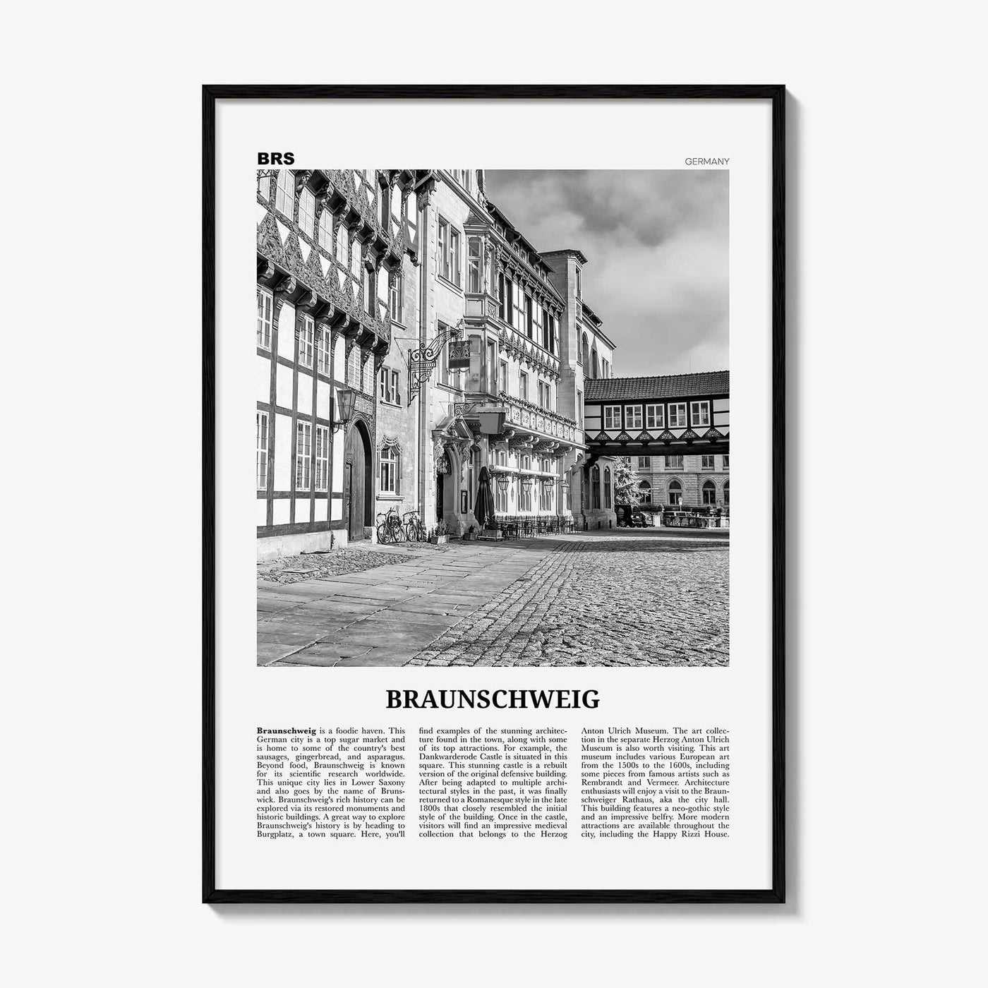 Braunschweig Print Black and White, Braunschweig Wall Art, Braunschweig Poster, Braunschweig Photo, Braunschweig Décor, Braunschweig Map