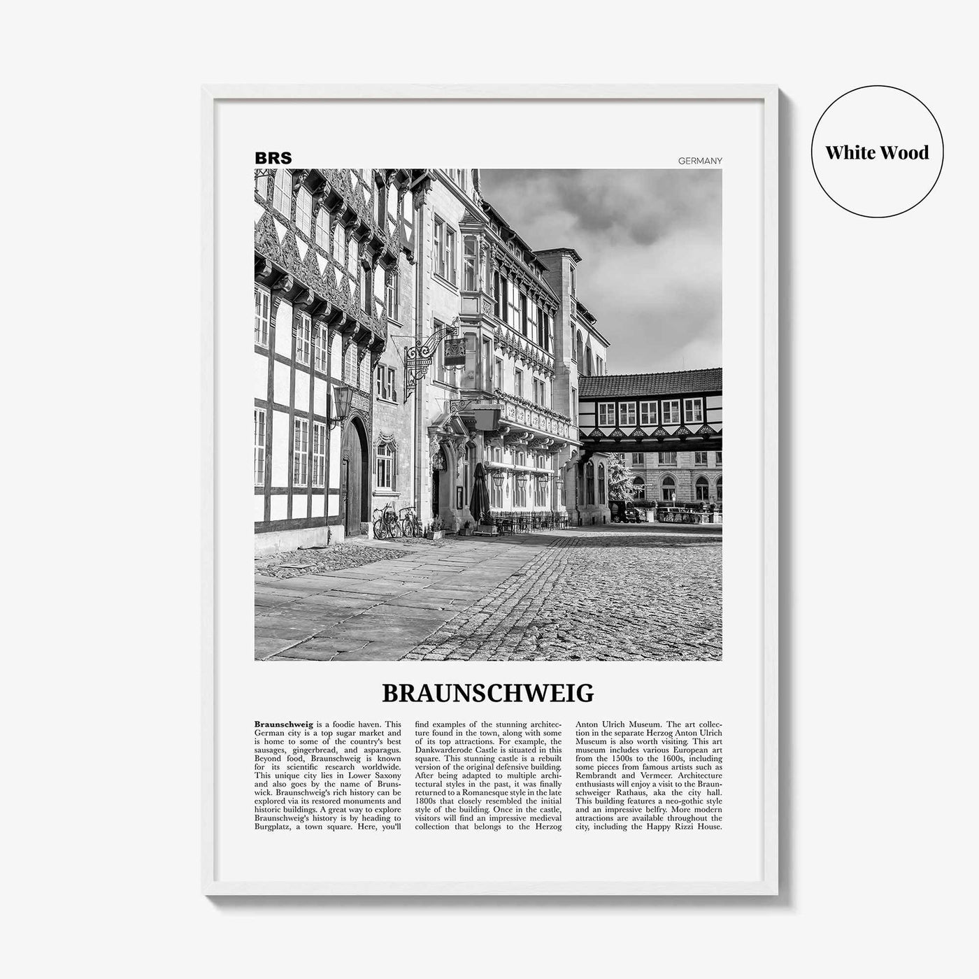 Braunschweig Print Black and White, Braunschweig Wall Art, Braunschweig Poster, Braunschweig Photo, Braunschweig Décor, Braunschweig Map