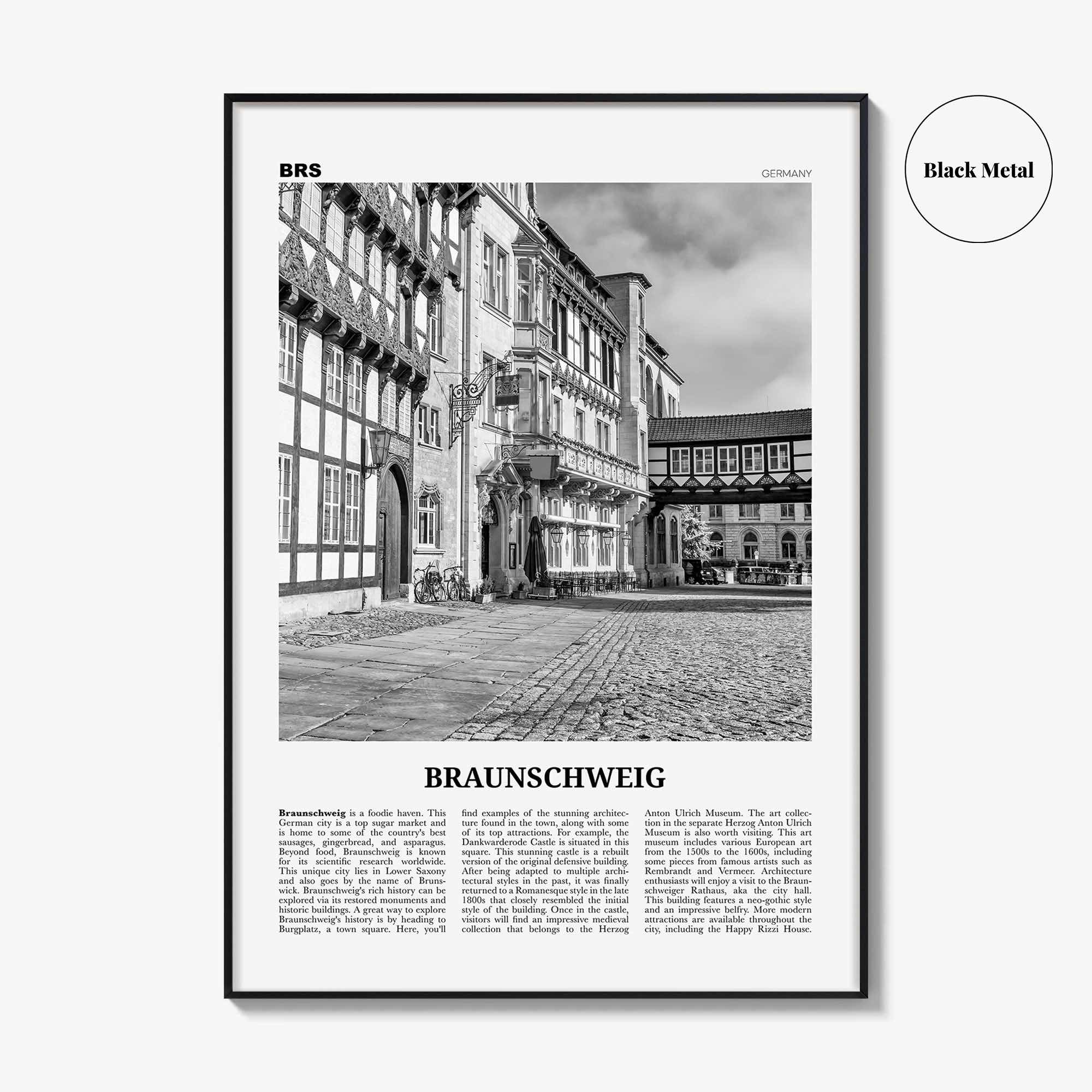 Braunschweig Print Black and White, Braunschweig Wall Art, Braunschweig Poster, Braunschweig Photo, Braunschweig Décor, Braunschweig Map