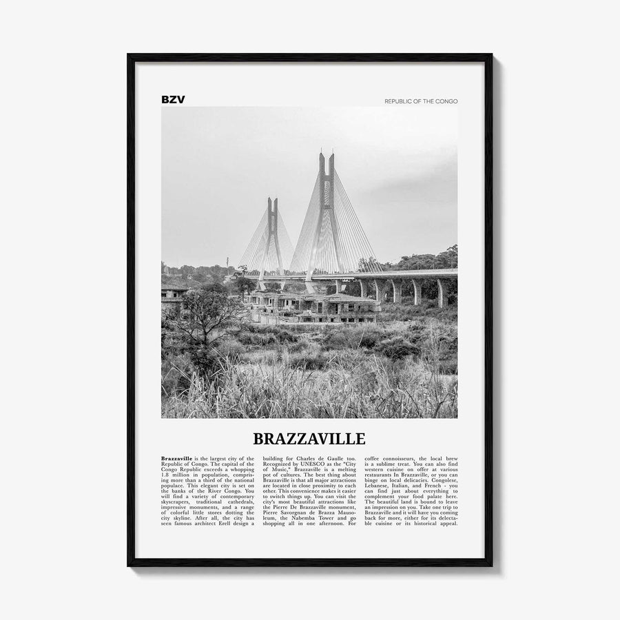 Brazzaville Print Black and White, Brazzaville Wall Art, Brazzaville Poster, Brazzaville Photo, Brazzaville Wall Décor, Kintamo, Mfoa, Congo