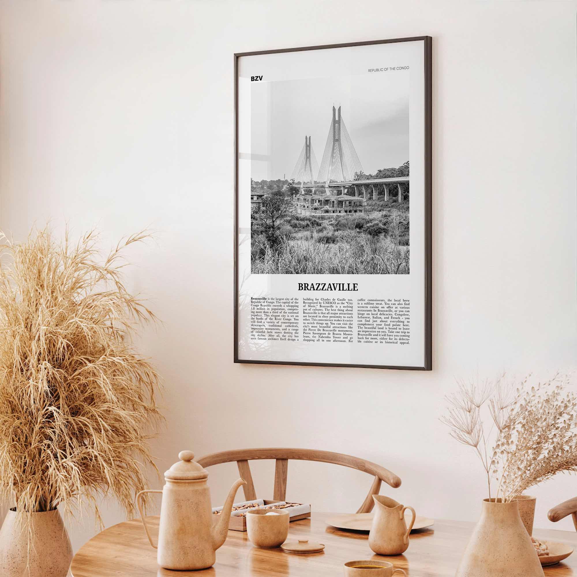 Brazzaville Print Black and White, Brazzaville Wall Art, Brazzaville Poster, Brazzaville Photo, Brazzaville Wall Décor, Kintamo, Mfoa, Congo