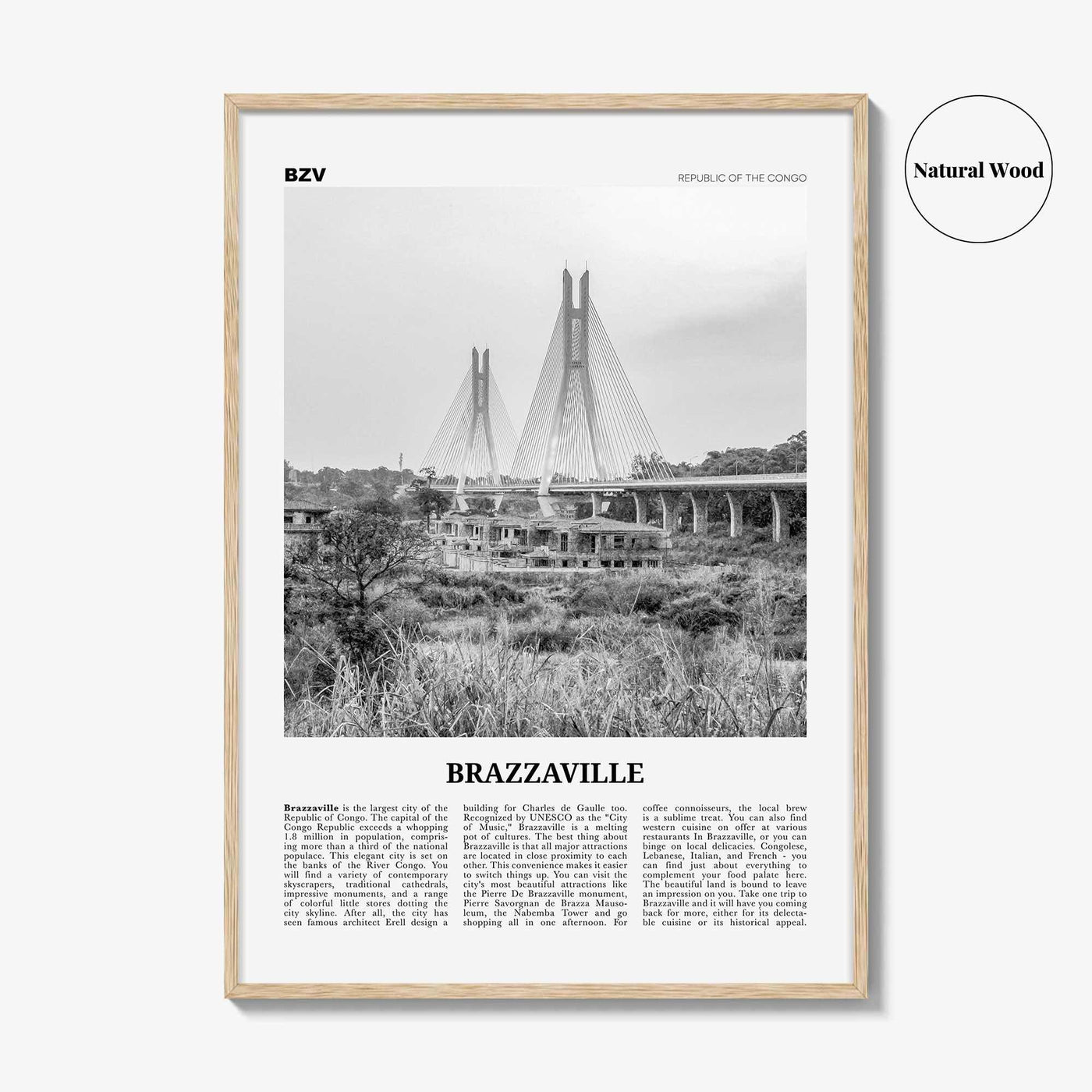 Brazzaville Print Black and White, Brazzaville Wall Art, Brazzaville Poster, Brazzaville Photo, Brazzaville Wall Décor, Kintamo, Mfoa, Congo