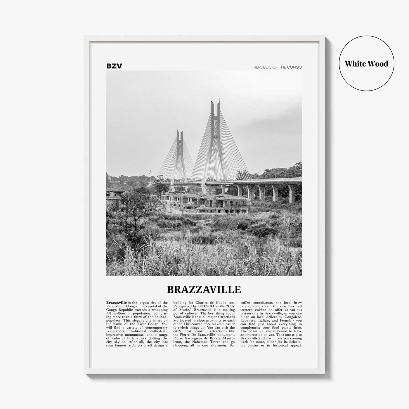 Brazzaville Print Black and White, Brazzaville Wall Art, Brazzaville Poster, Brazzaville Photo, Brazzaville Wall Décor, Kintamo, Mfoa, Congo