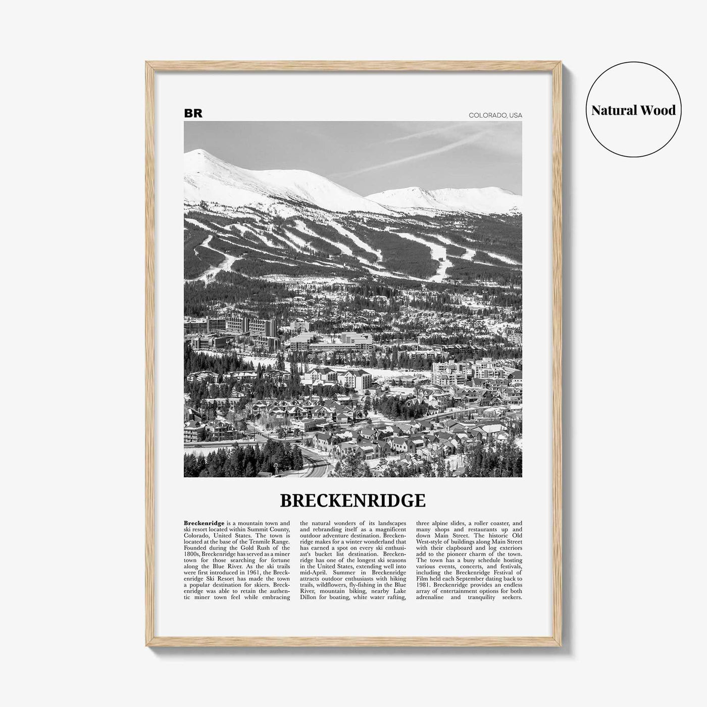 Breckenridge Print Black and White, Breckenridge Wall Art, Breckenridge Poster, Breckenridge Photo, Breckenridge Wall Décor, Colorado, USA