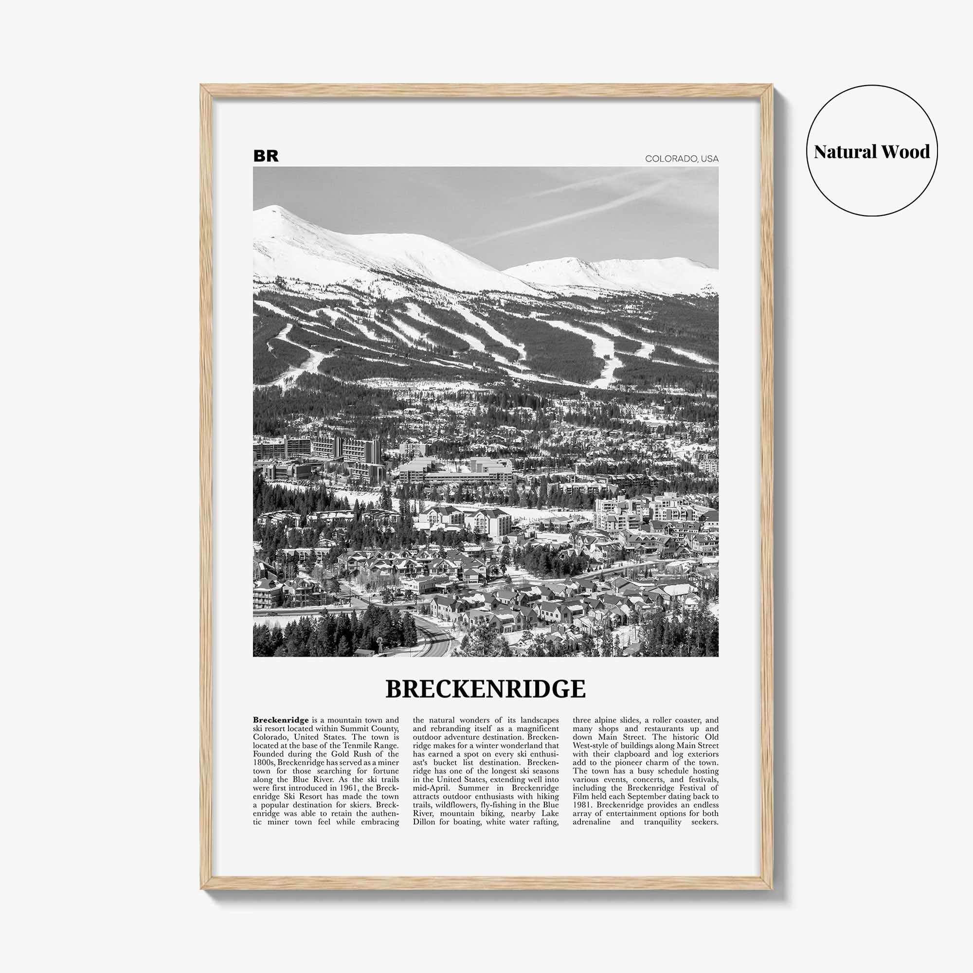 Breckenridge Print Black and White, Breckenridge Wall Art, Breckenridge Poster, Breckenridge Photo, Breckenridge Wall Décor, Colorado, USA