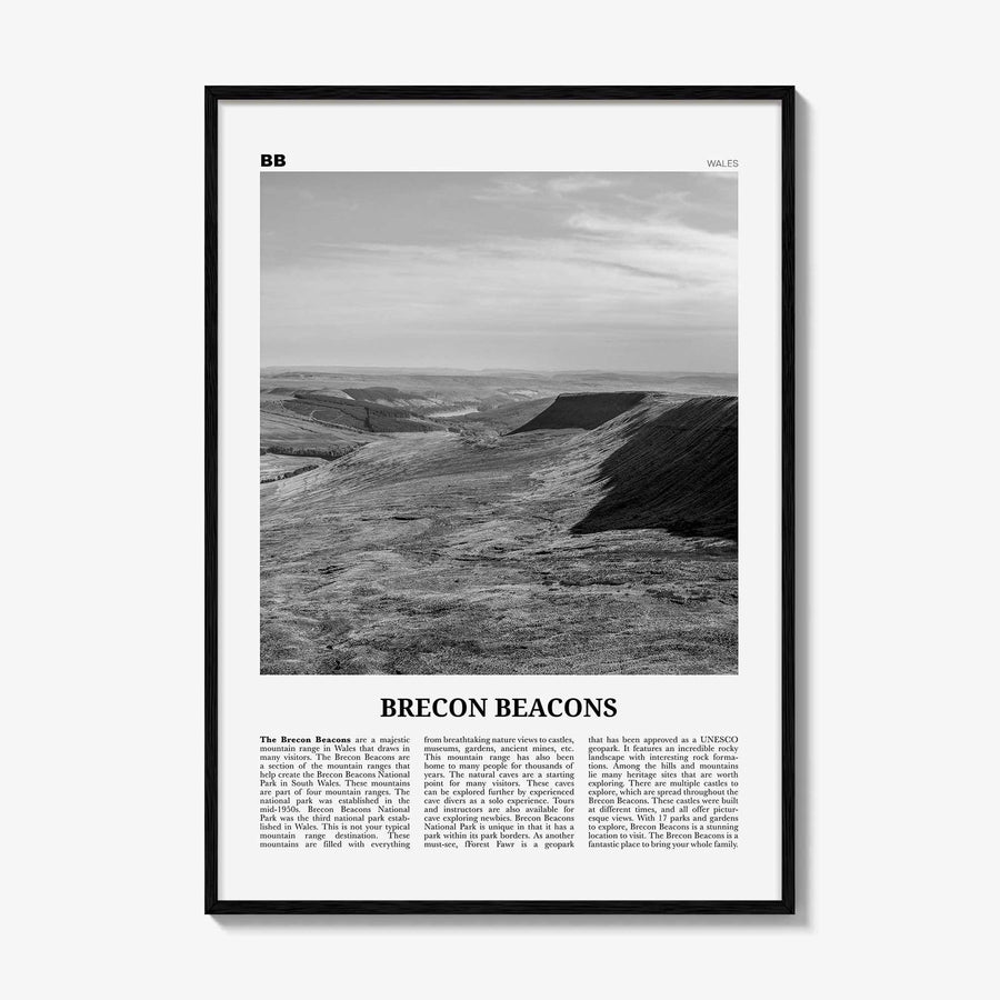 Brecon Beacons Print Black and White, Brecon Beacons Wall Art, Brecon Beacons Poster, Brecon Beacons Photo, Brecon Beacons Décor, Wales