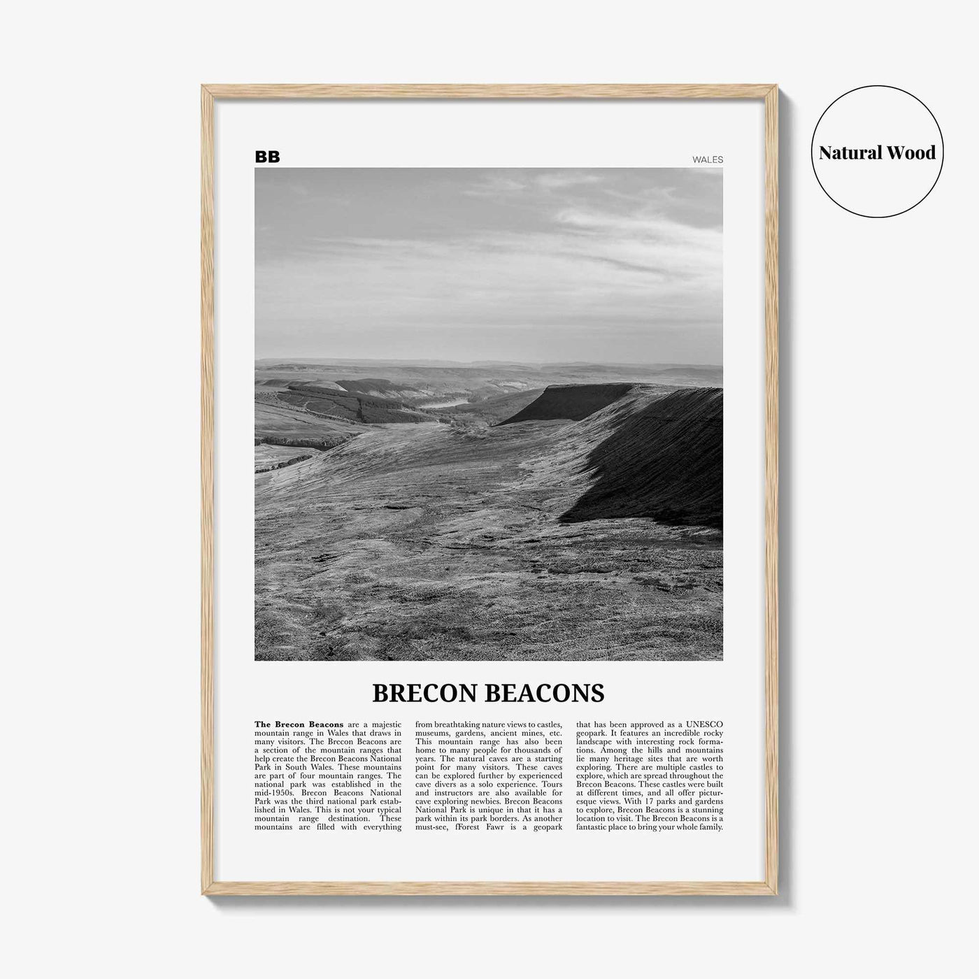 Brecon Beacons Print Black and White, Brecon Beacons Wall Art, Brecon Beacons Poster, Brecon Beacons Photo, Brecon Beacons Décor, Wales