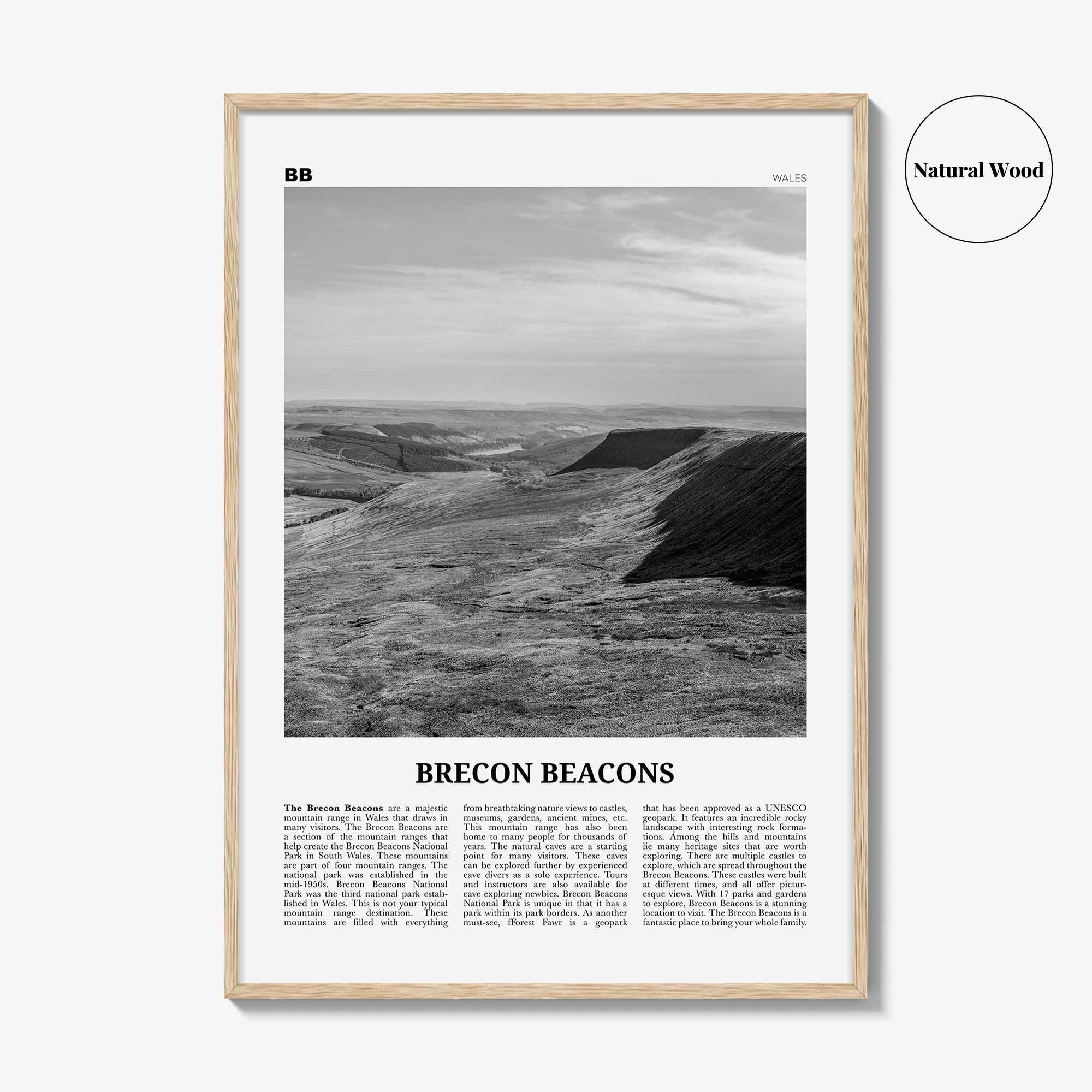 Brecon Beacons Print Black and White, Brecon Beacons Wall Art, Brecon Beacons Poster, Brecon Beacons Photo, Brecon Beacons Décor, Wales