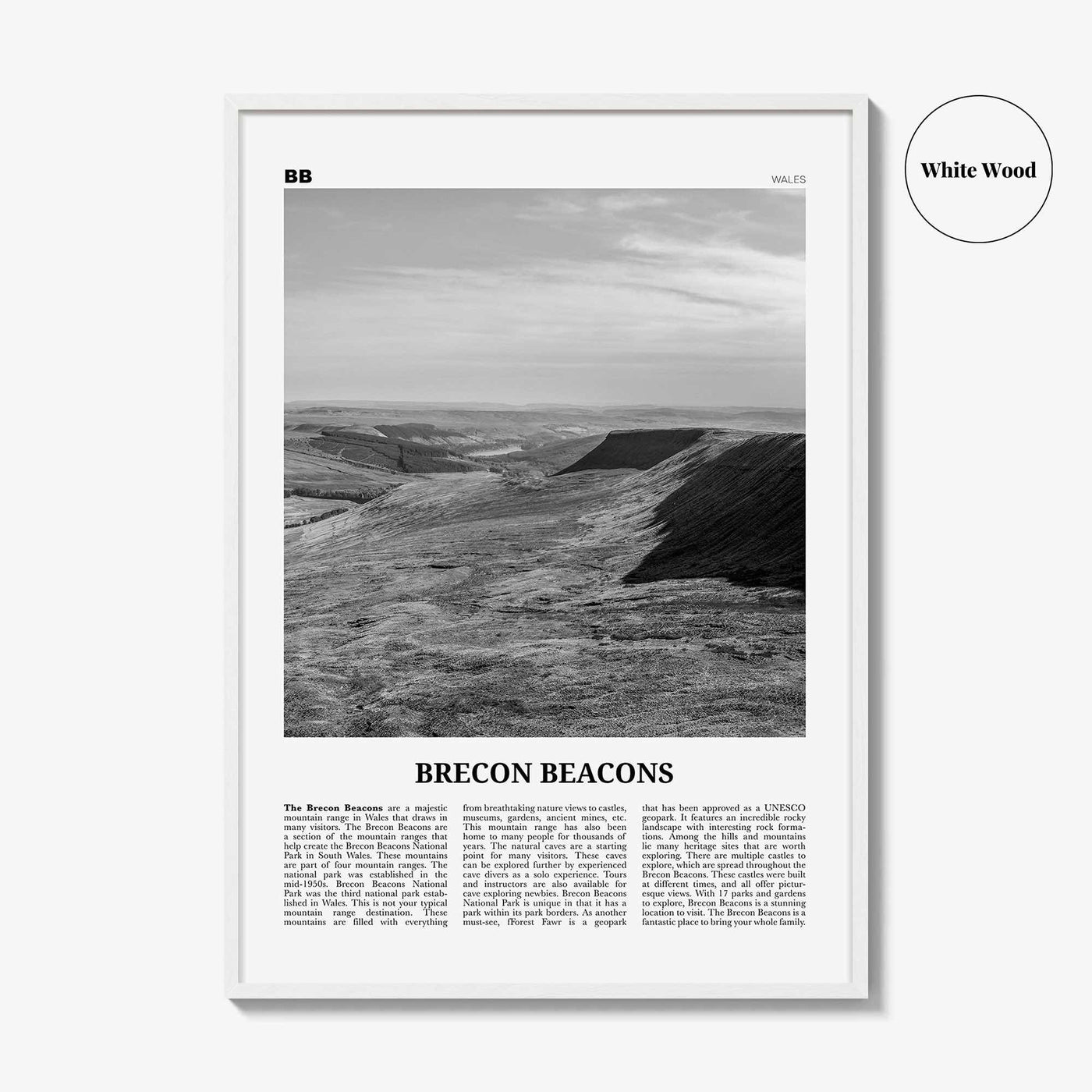 Brecon Beacons Print Black and White, Brecon Beacons Wall Art, Brecon Beacons Poster, Brecon Beacons Photo, Brecon Beacons Décor, Wales