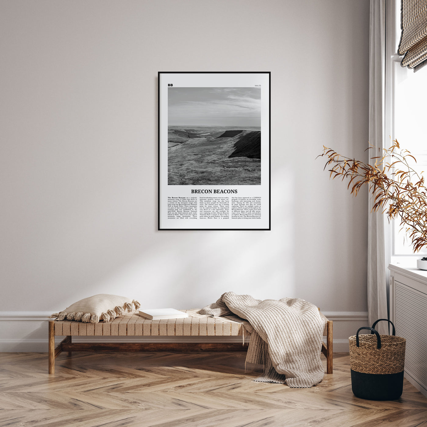 Brecon Beacons Travel B&W Poster