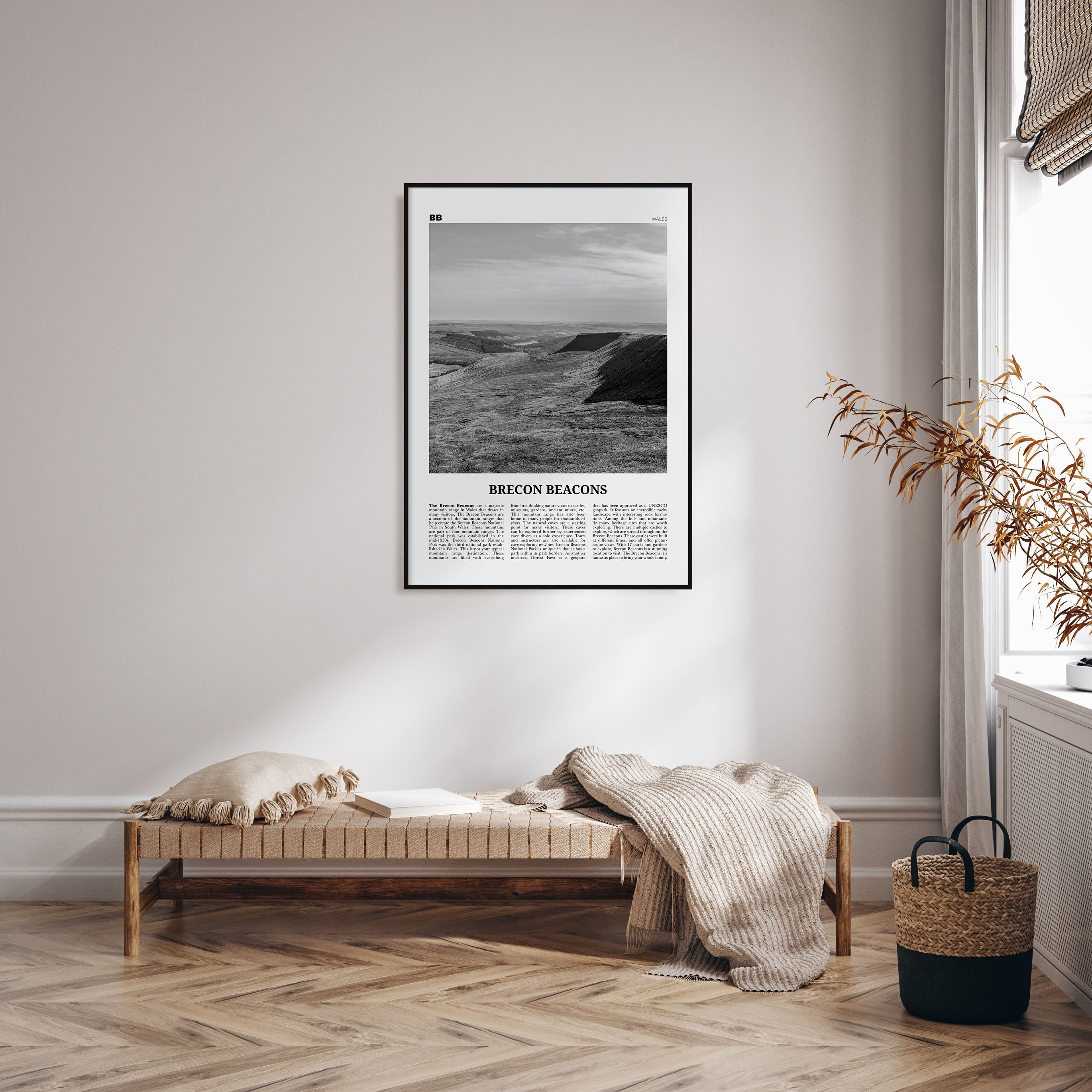Brecon Beacons Travel B&W Poster