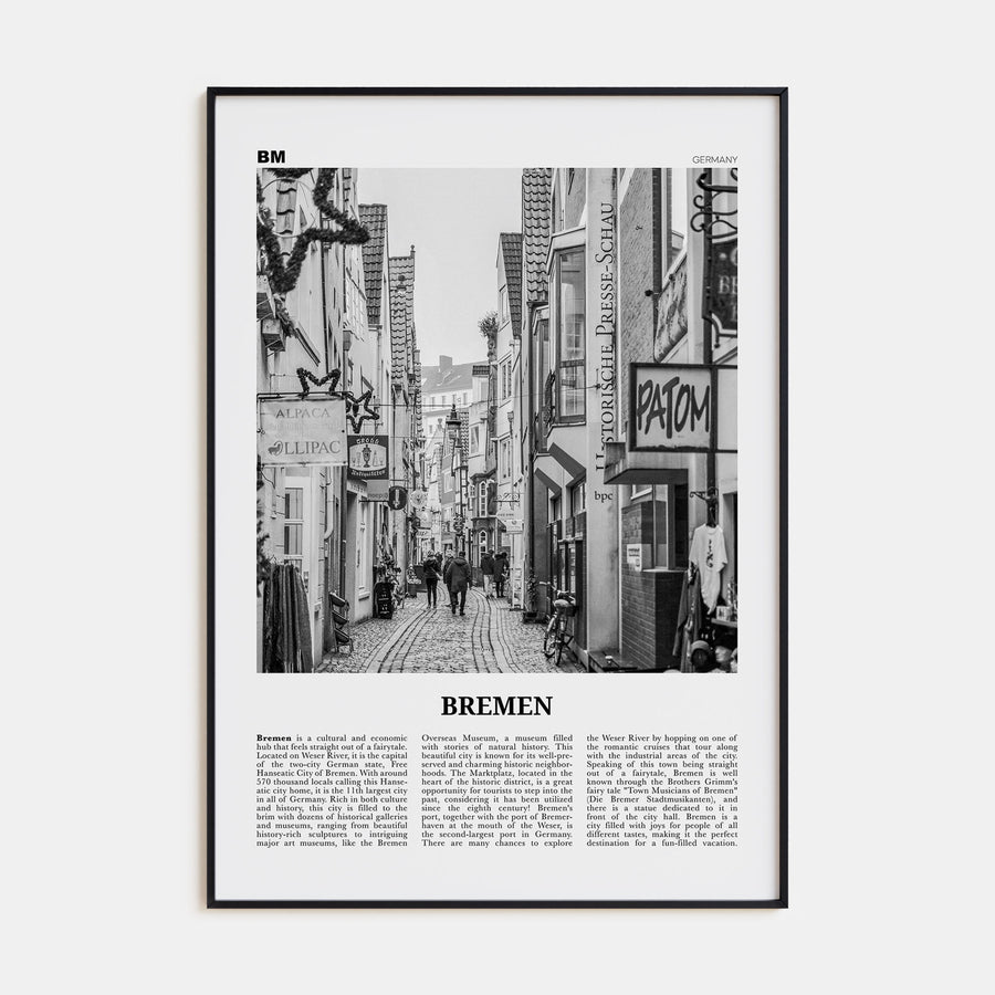 Bremen Travel B&W Poster