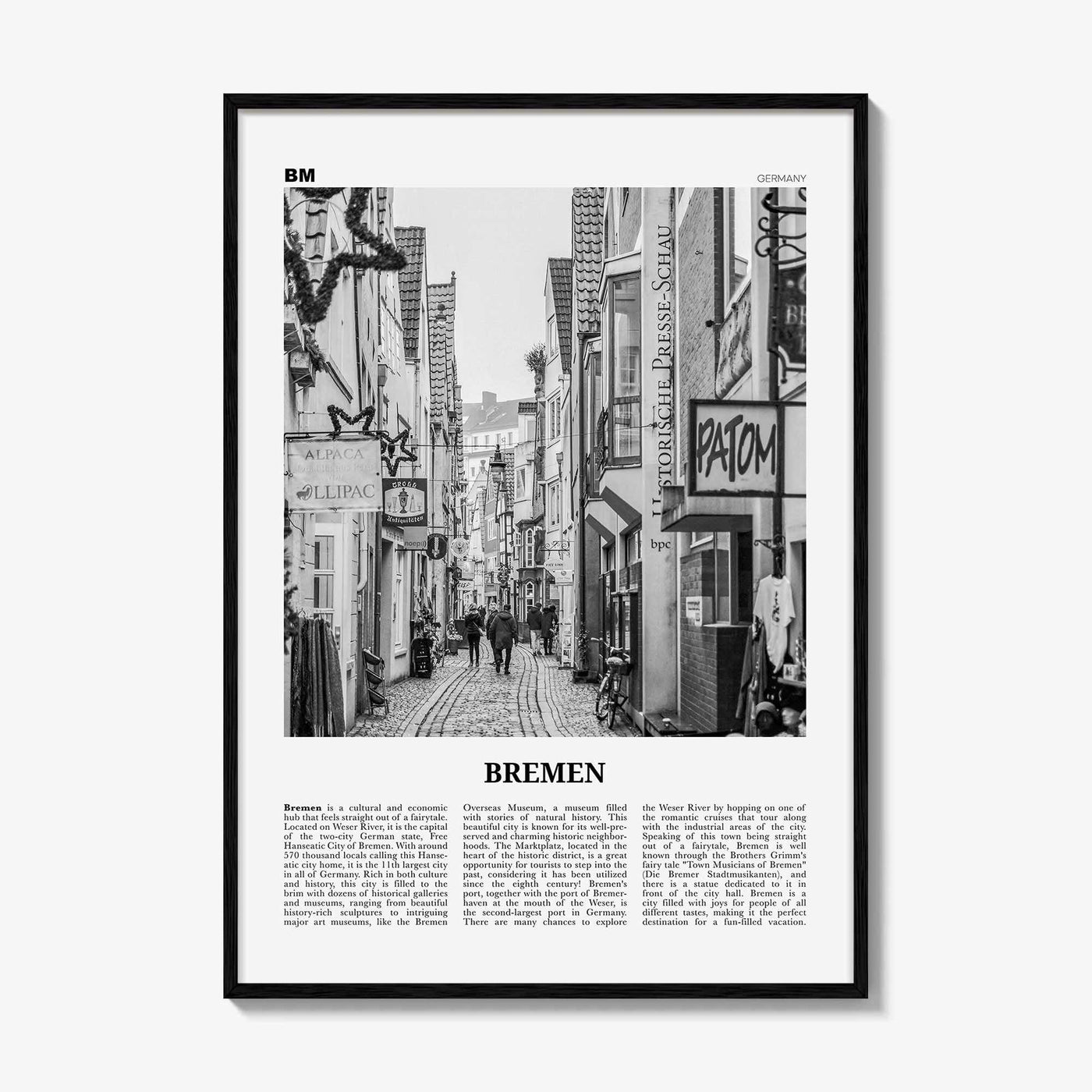 Bremen Print Black and White, Bremen Wall Art, Bremen Poster, Bremen Photo, Bremen Wall Décor, Germany, Deutschland