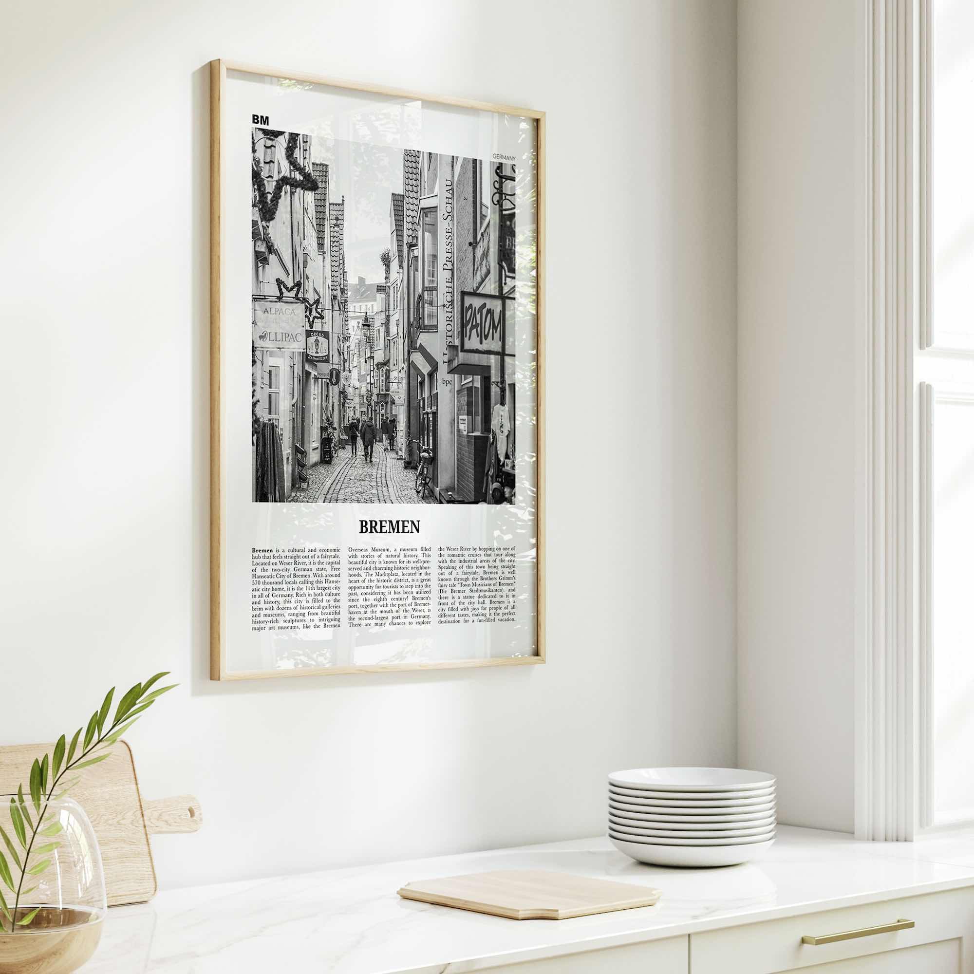 Bremen Print Black and White, Bremen Wall Art, Bremen Poster, Bremen Photo, Bremen Wall Décor, Germany, Deutschland