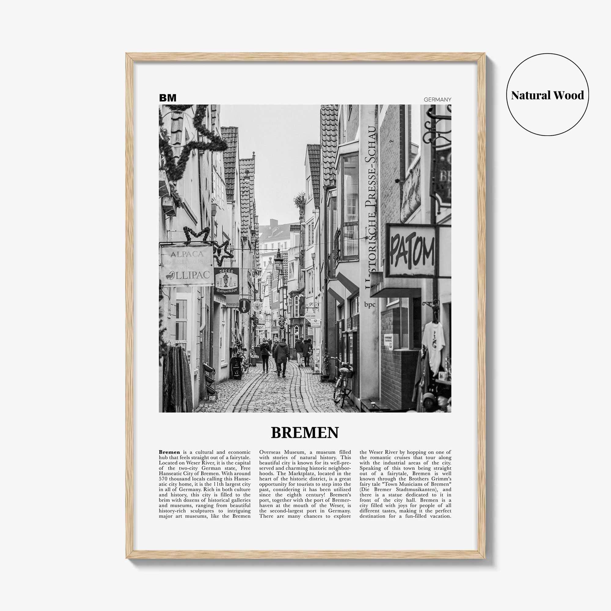 Bremen Print Black and White, Bremen Wall Art, Bremen Poster, Bremen Photo, Bremen Wall Décor, Germany, Deutschland