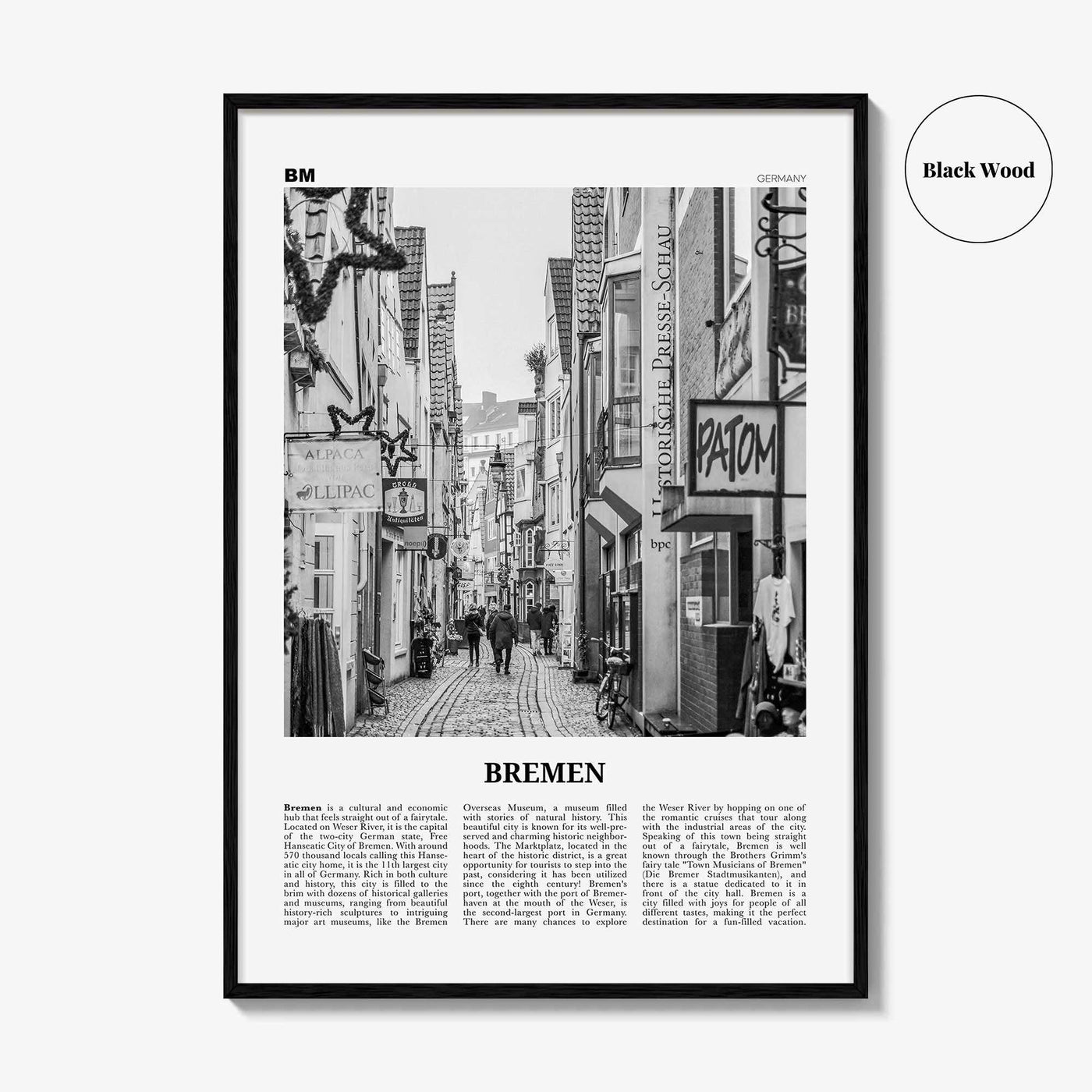 Bremen Print Black and White, Bremen Wall Art, Bremen Poster, Bremen Photo, Bremen Wall Décor, Germany, Deutschland
