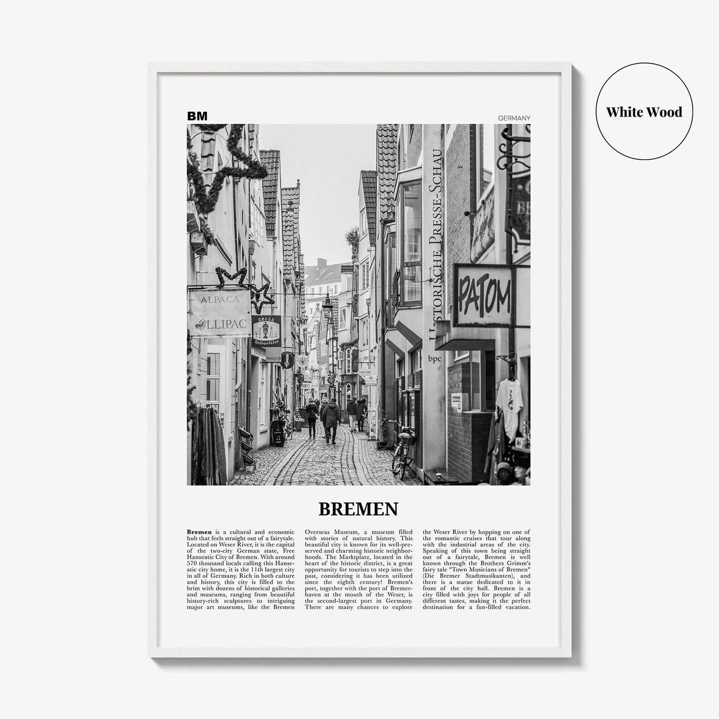 Bremen Print Black and White, Bremen Wall Art, Bremen Poster, Bremen Photo, Bremen Wall Décor, Germany, Deutschland