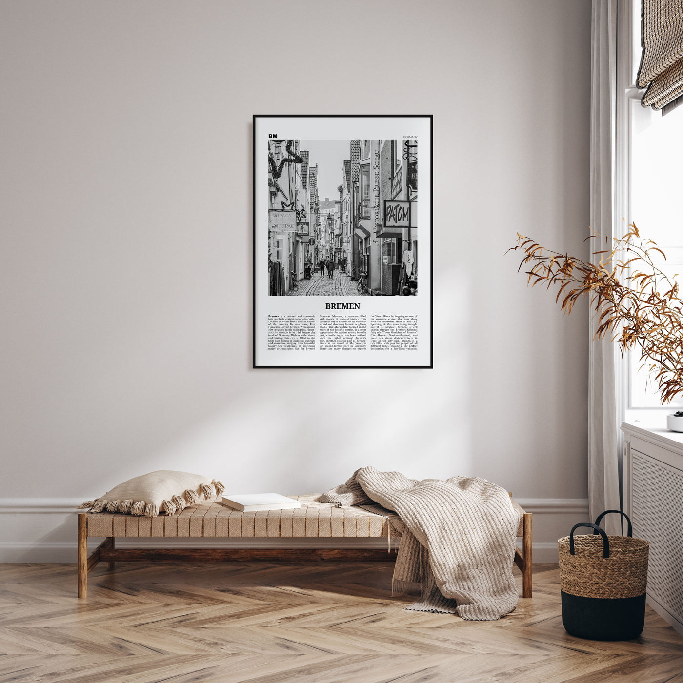 Bremen Travel B&W Poster