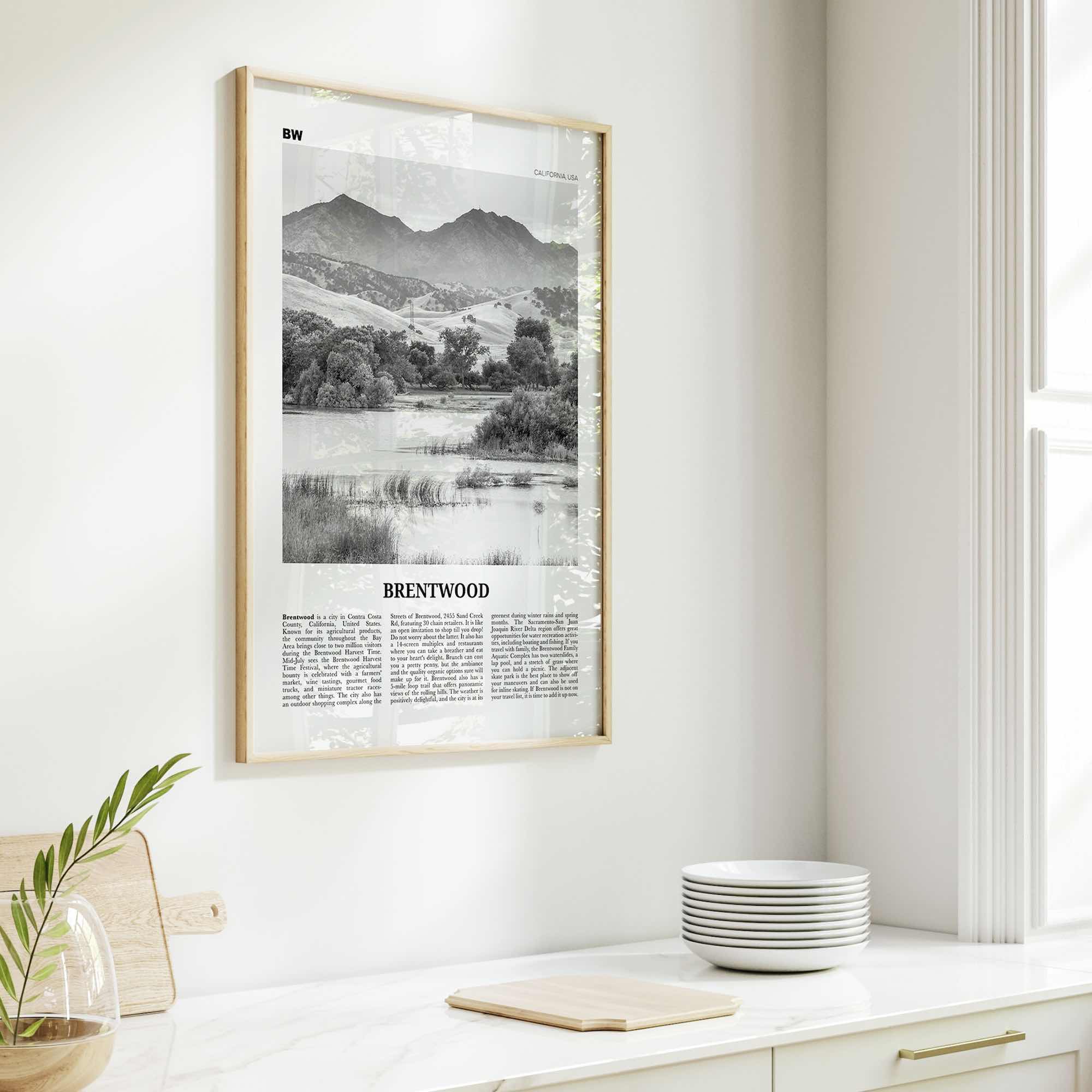 Brentwood Print Black and White, Brentwood Wall Art, Brentwood Poster, Brentwood Photo, Brentwood Wall Décor, California, USA, United States