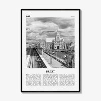 Brest Print Black and White, Brest Wall Art, Brest Poster, Brest Photo, Brest Wall Décor, Brest Map, France